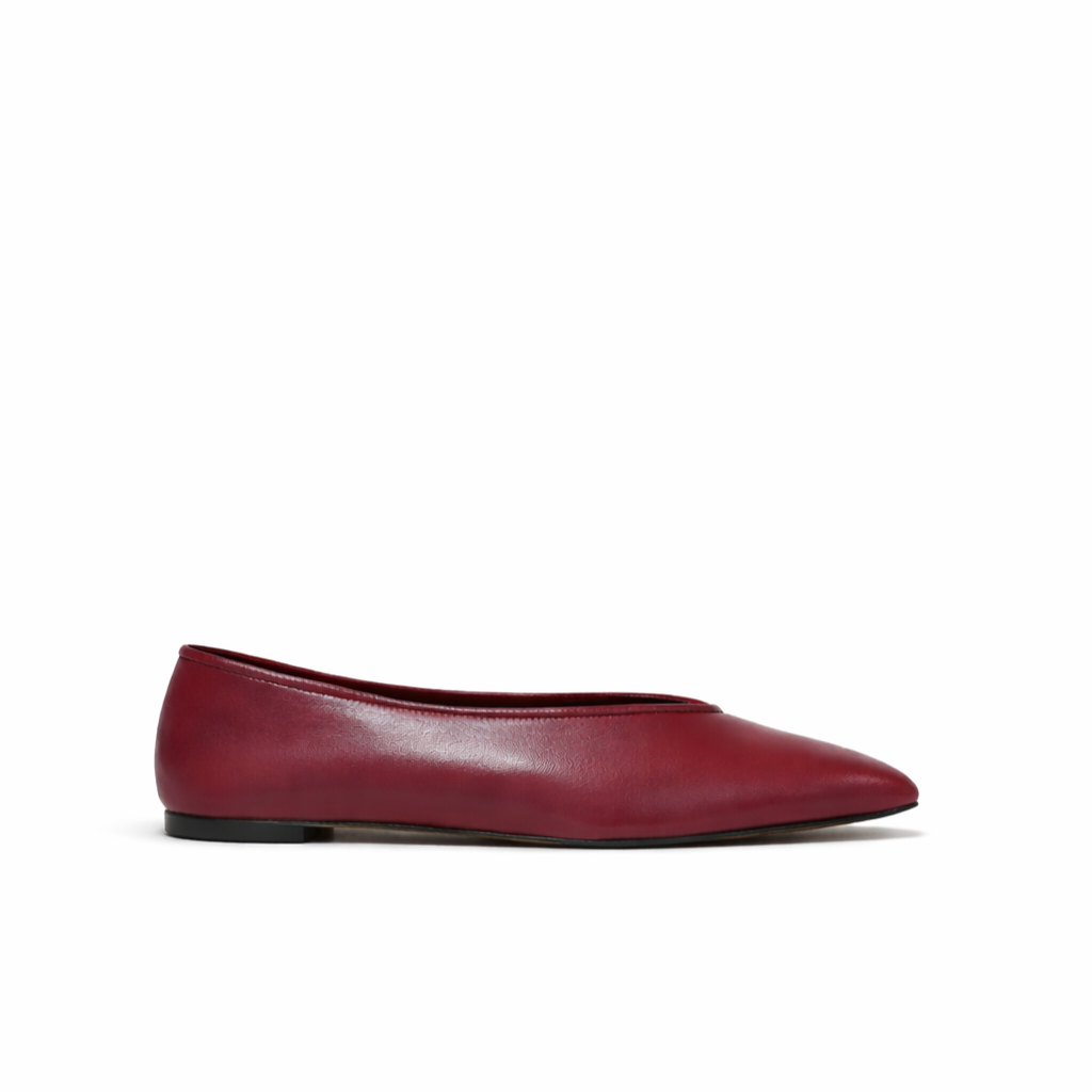 Ballerine Alma en cuir de veau souple Bordeaux