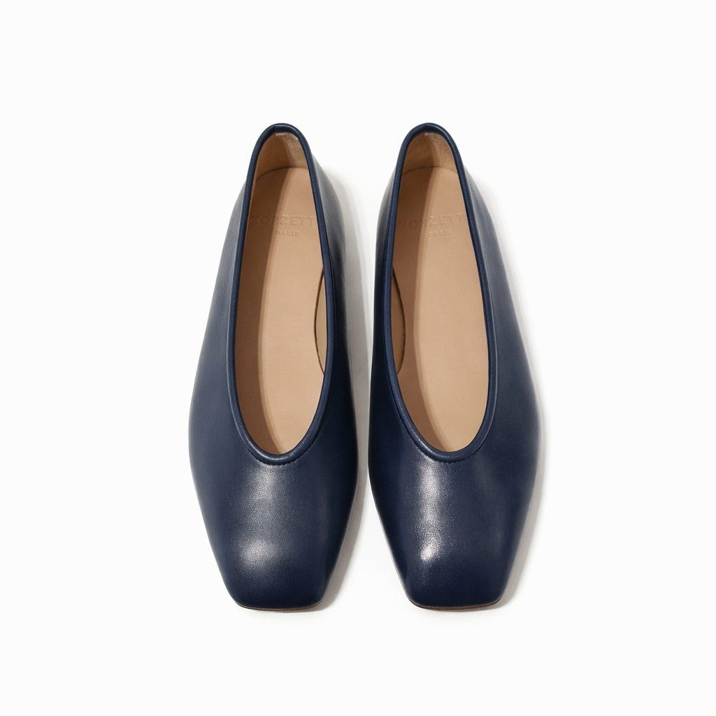 Ballerine Alma en cuir de veau souple Bleu