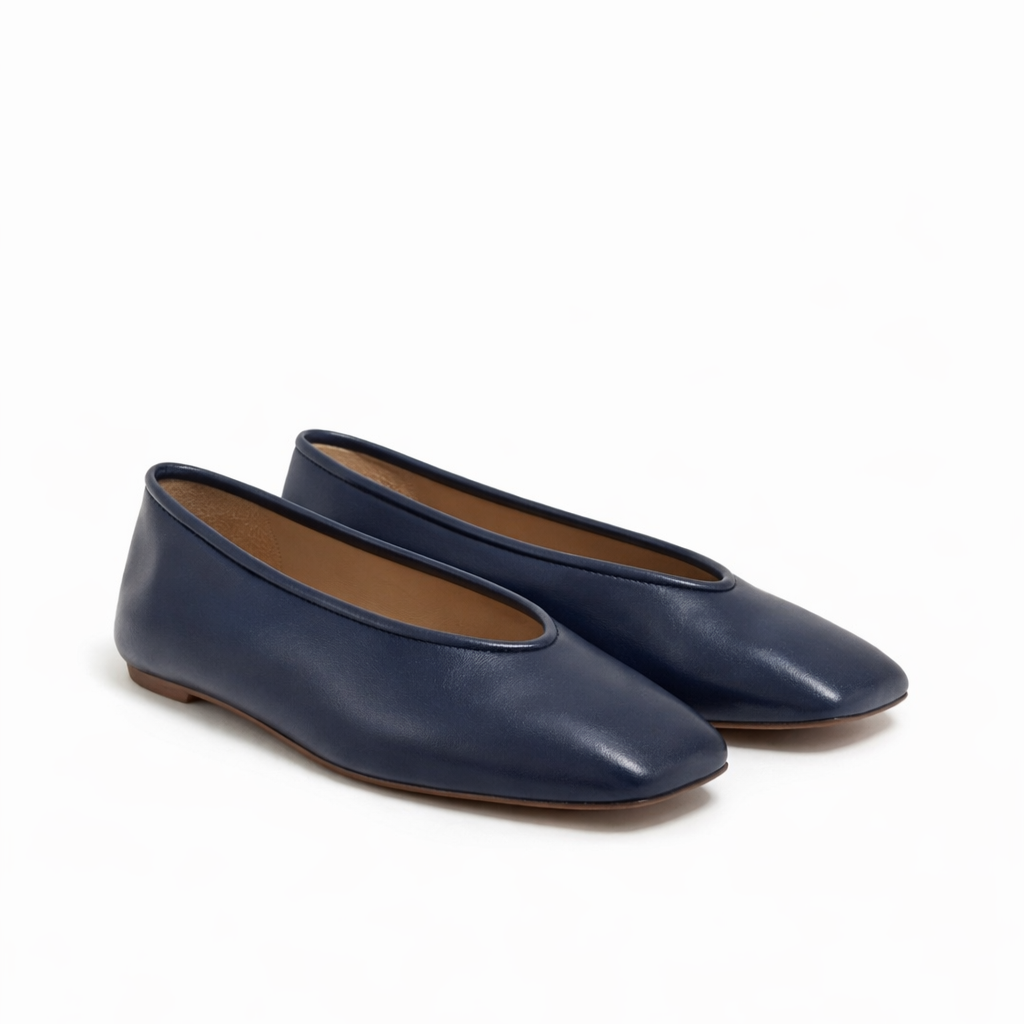 Ballerine Alma en cuir de veau souple Bleu