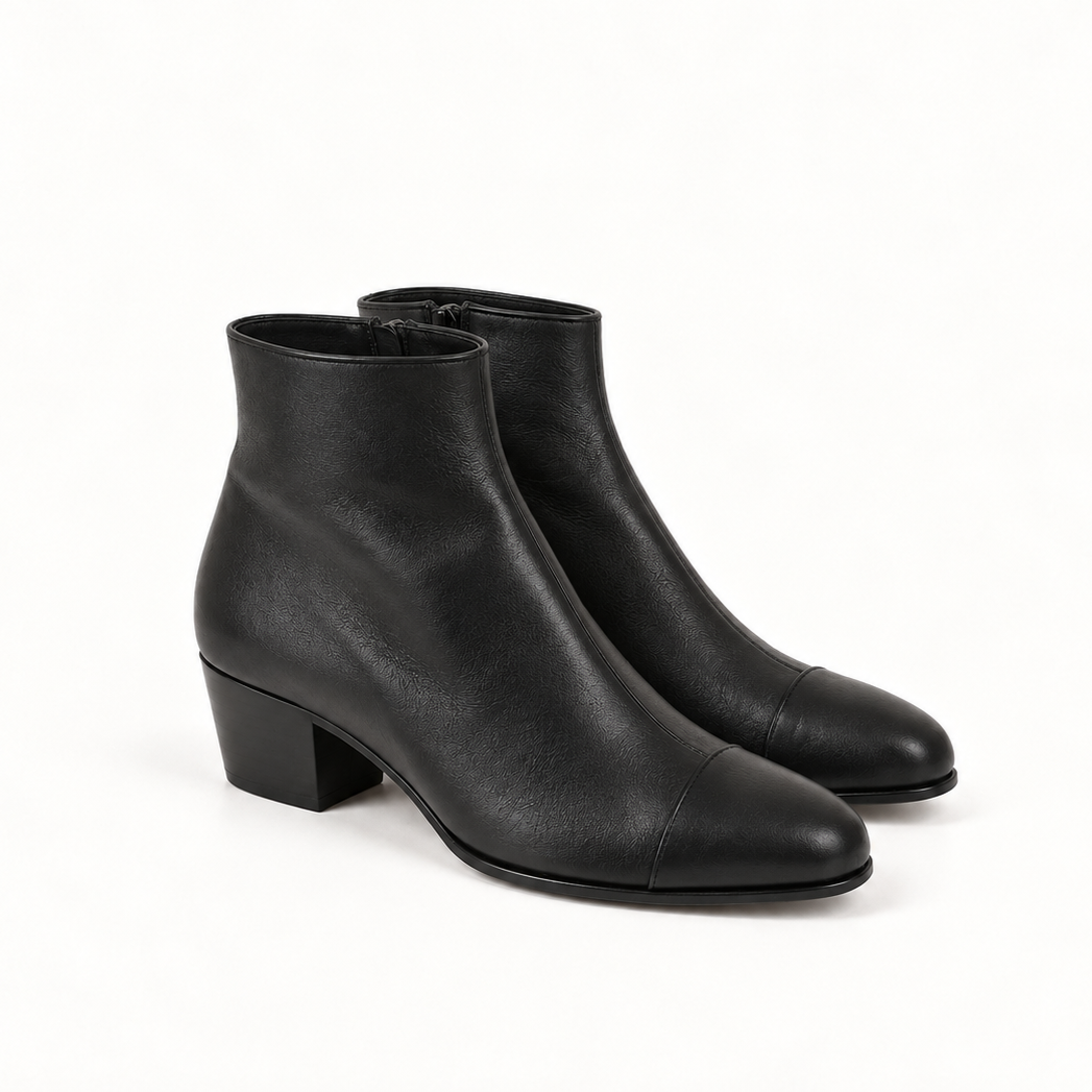 Bottine Andy cubain en cuir de veau souple noir