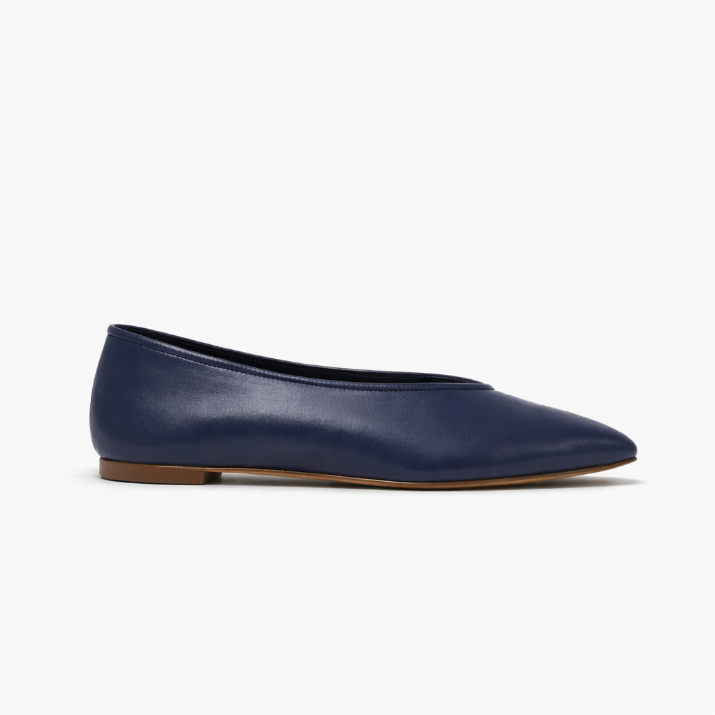 Ballerine Alma en cuir de veau souple Bleu
