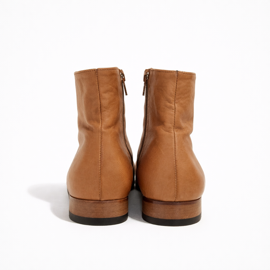 Bottine Andy en cuir de veau souple camel