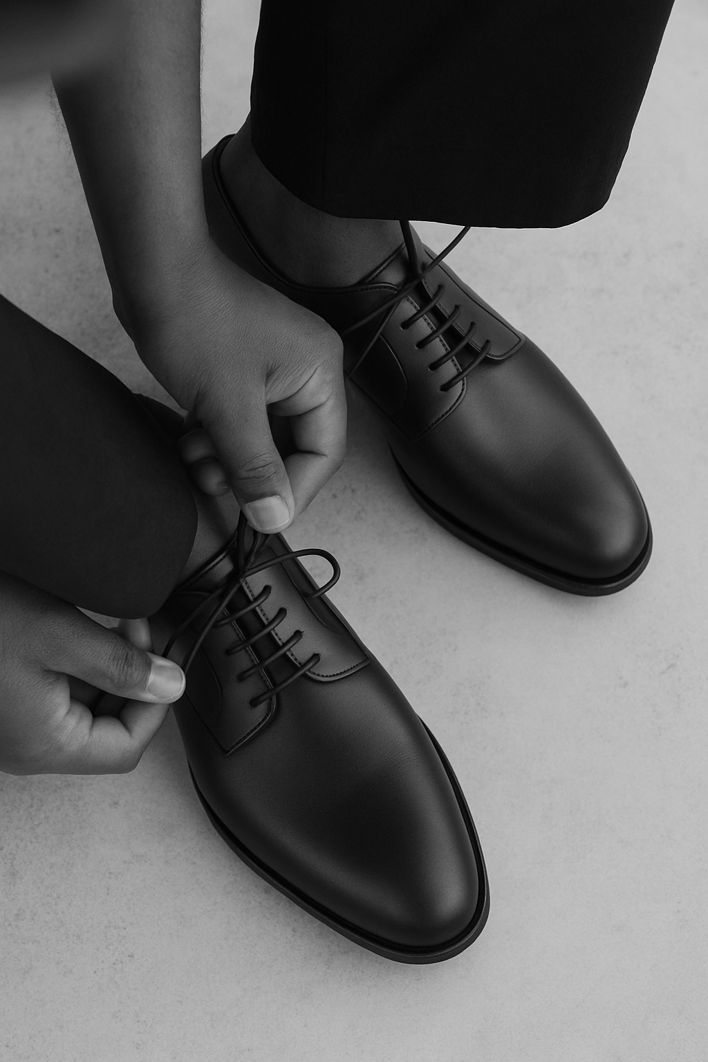 Derby Yves en cuir de veau lisse noir