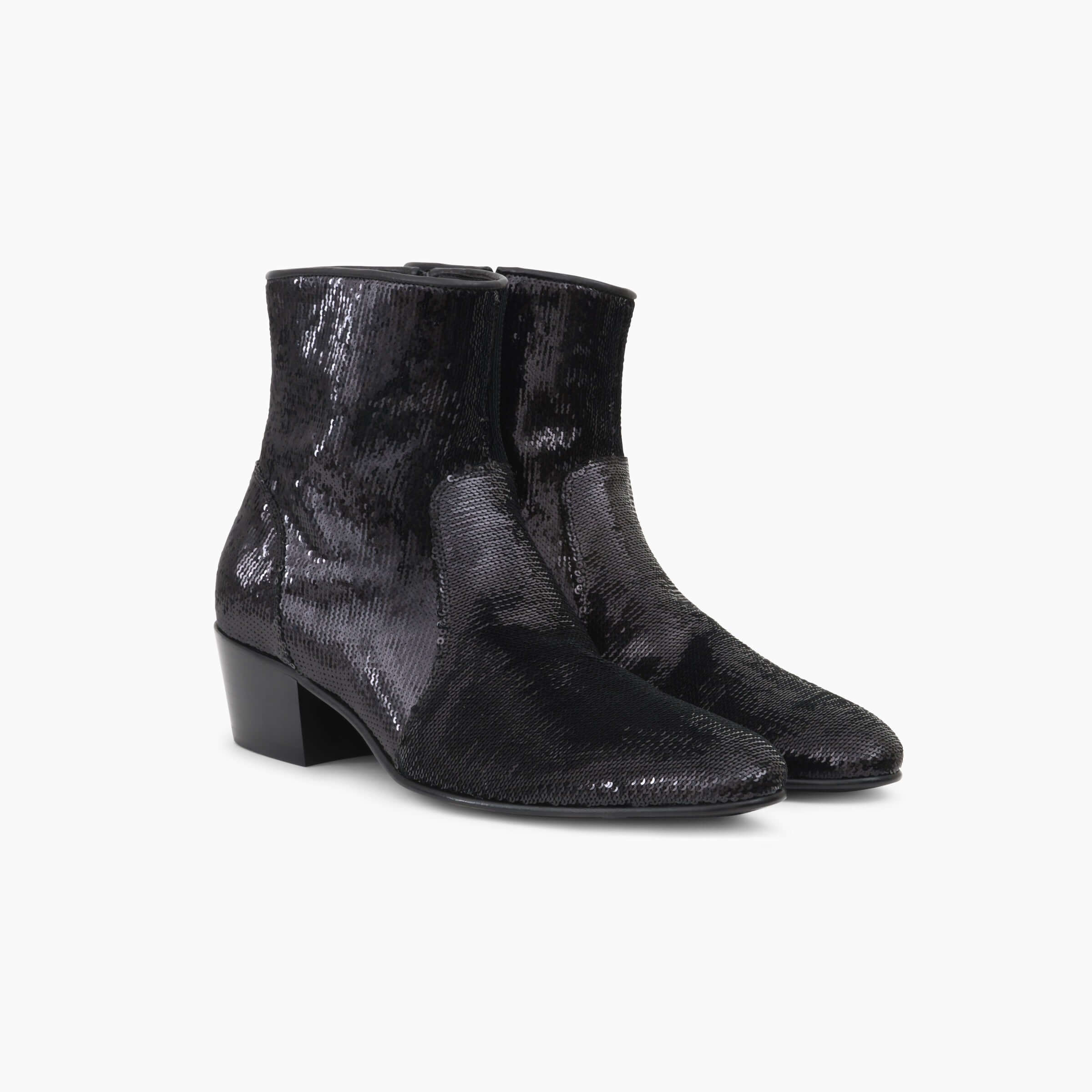 Keren Ann x Zorzetto Collection - Mario boot in black leather embroidered with sequins
