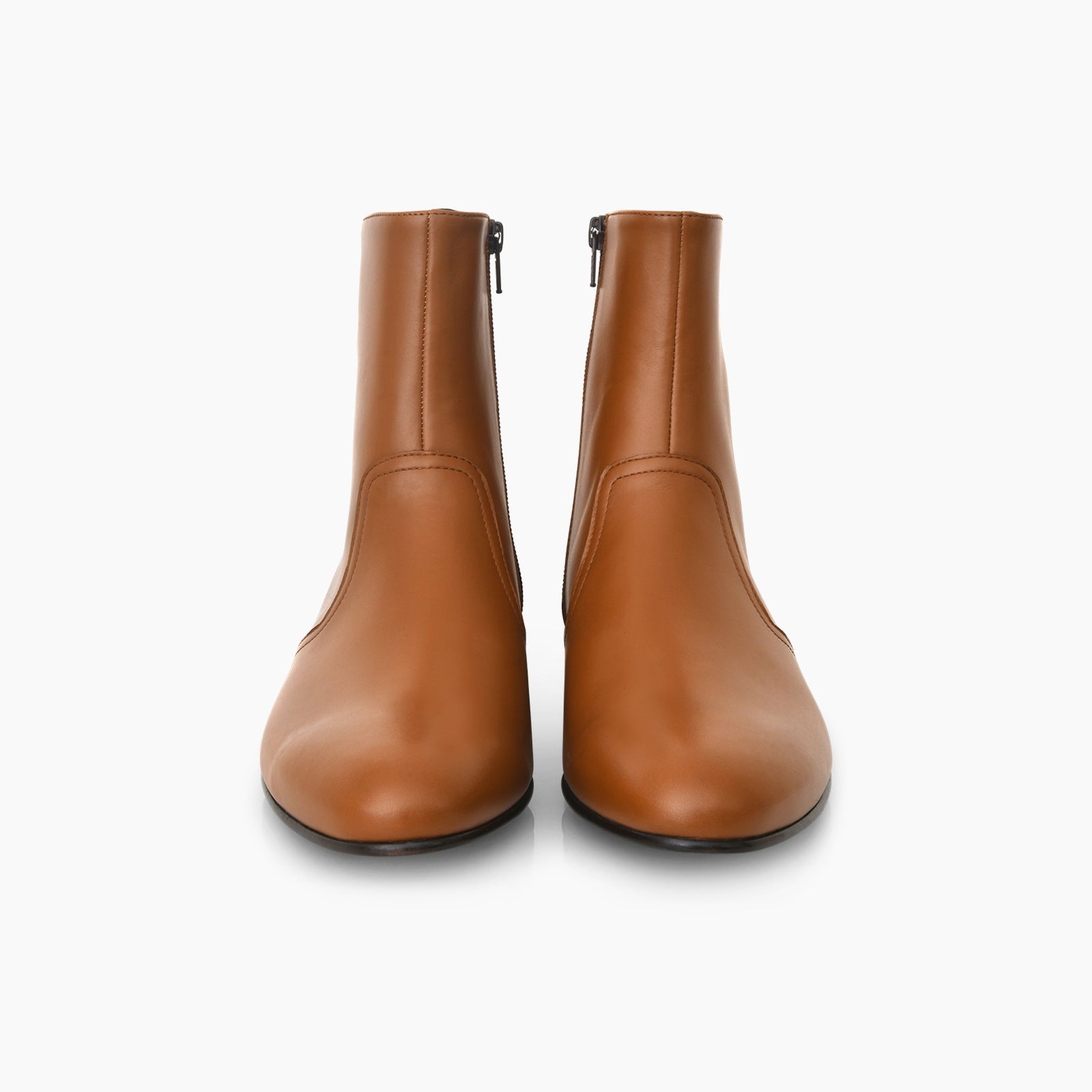 Bottine Jeanne en cuir de veau lisse camel