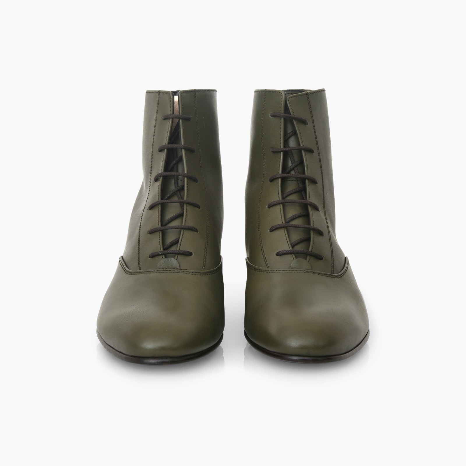 Bottine Ines en cuir de veau lisse vert