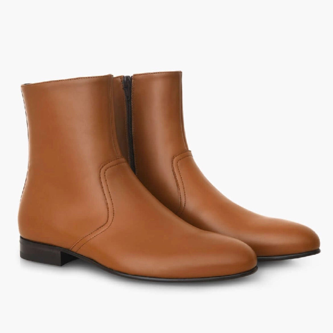 Bottine Jonathan en cuir de veau lisse camel