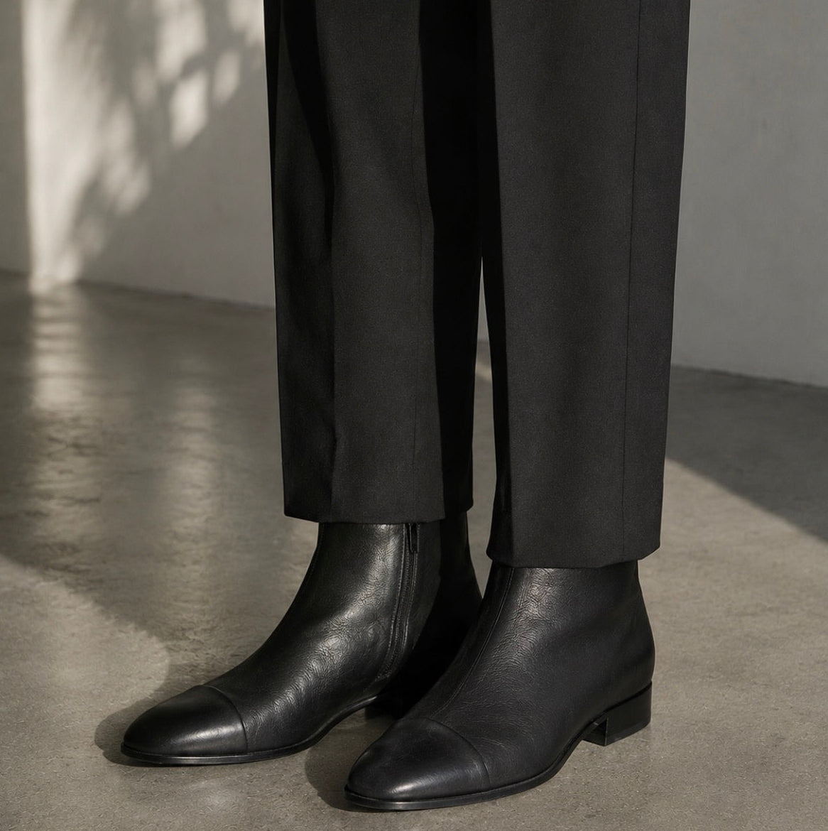 Bottine Andy en cuir de veau souple noir