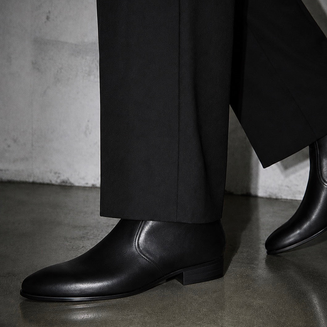 Bottine Jonathan en cuir de veau lisse noir