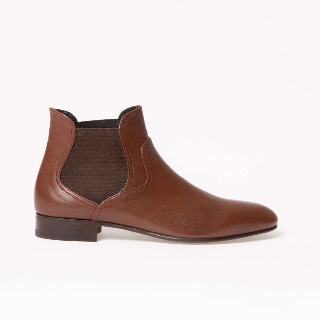 Bottine Arsène en cuir de veau lisse chocolat