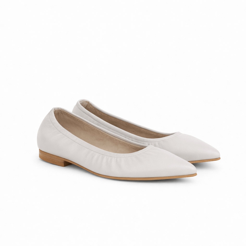Ballerine Hélène en cuir de veau souple Ciment