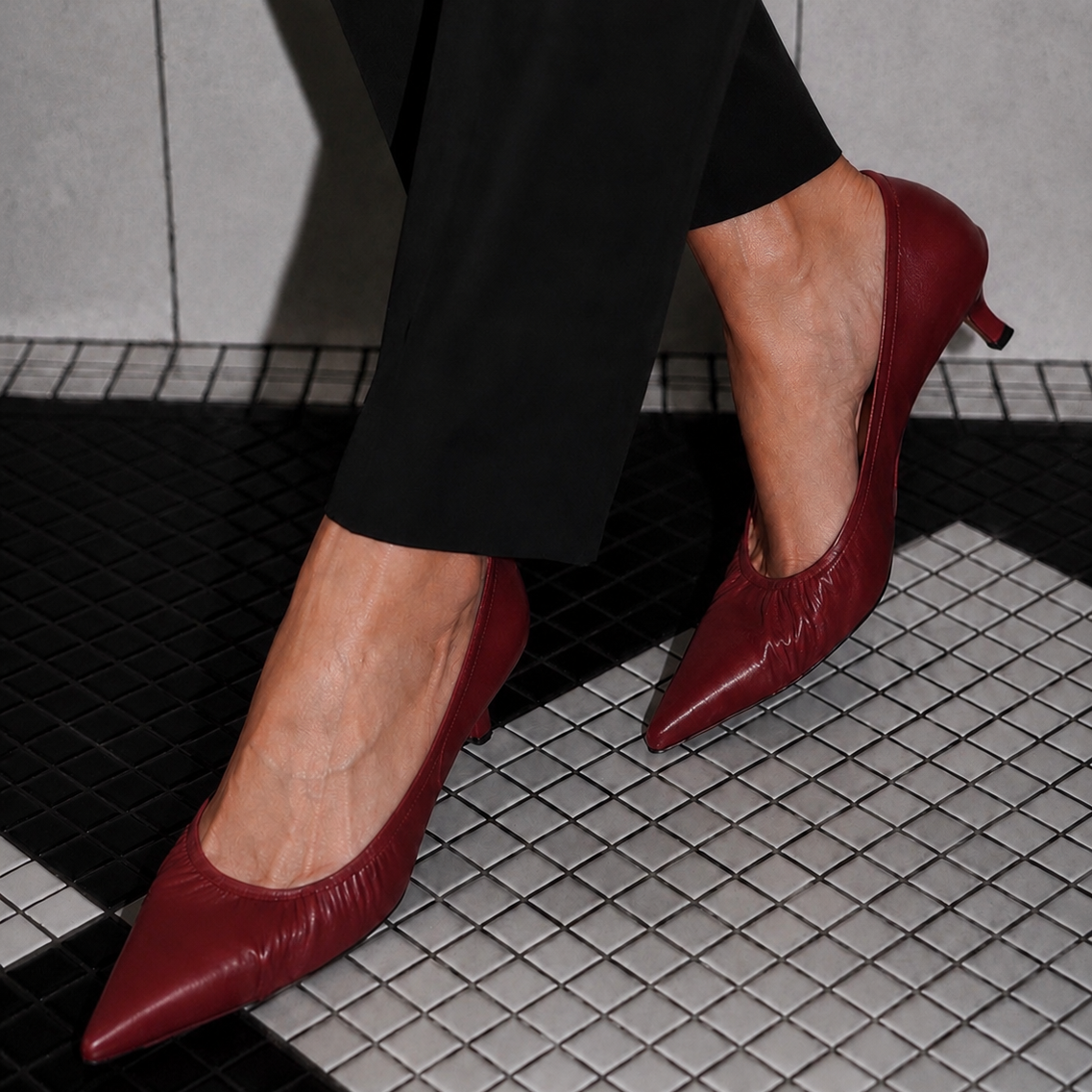 Escarpins Alice en cuir de veau souple Bordeaux