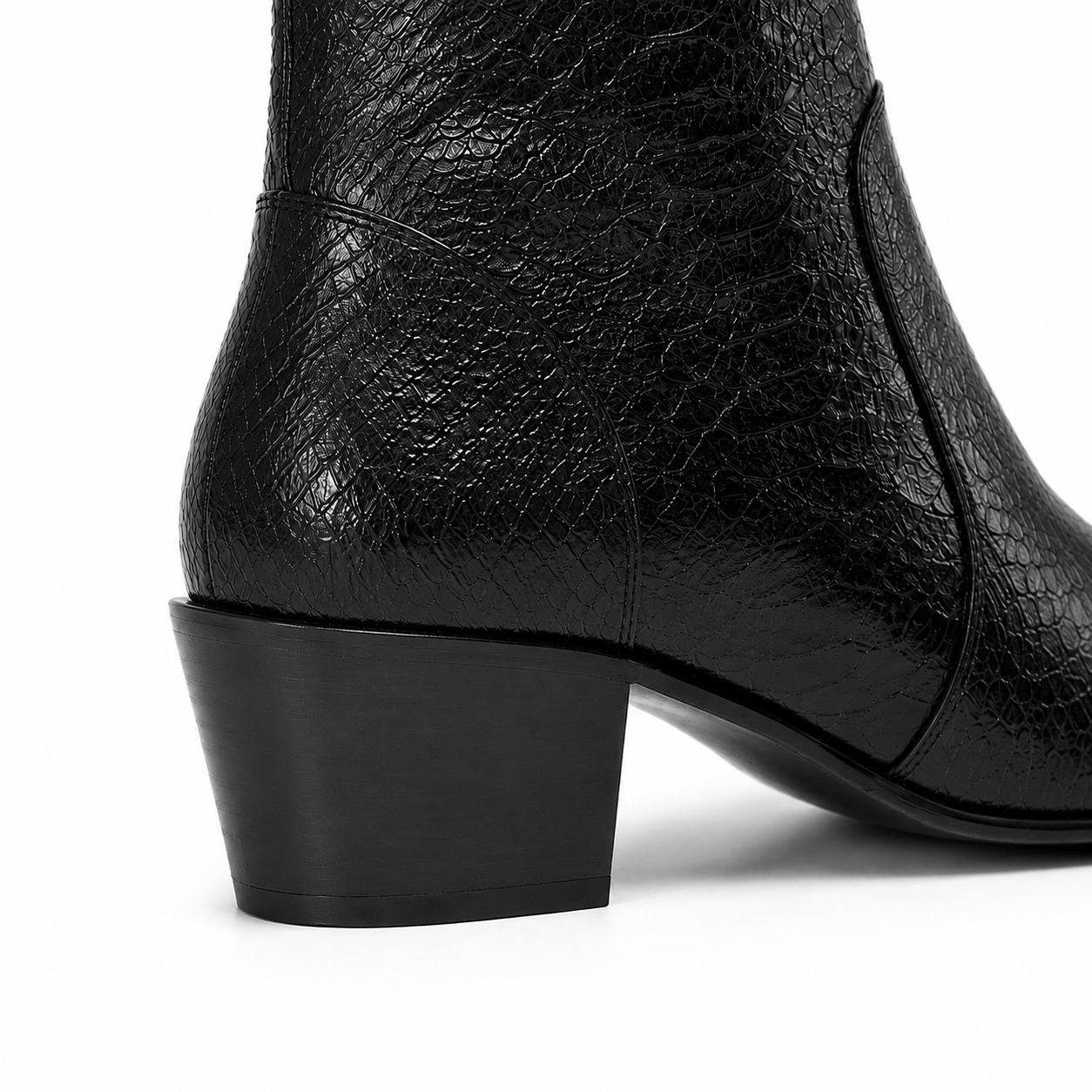 Bottine Maria en cuir embossé python noir