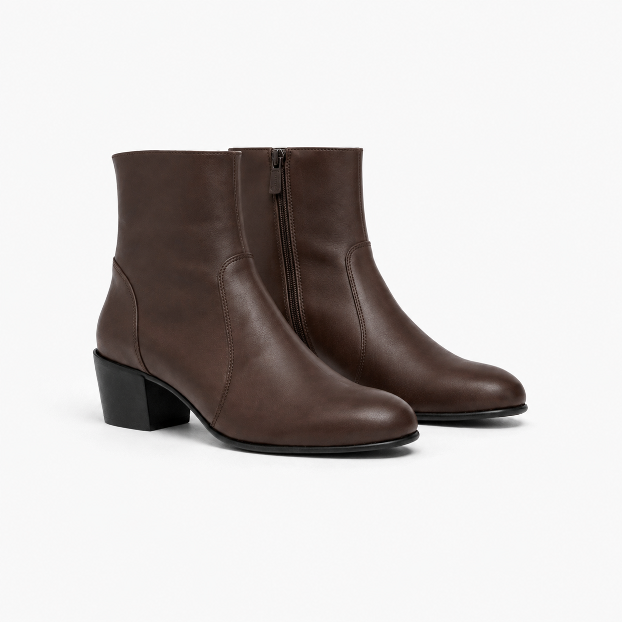 Bottine Maria en cuir de veau lisse chocolat