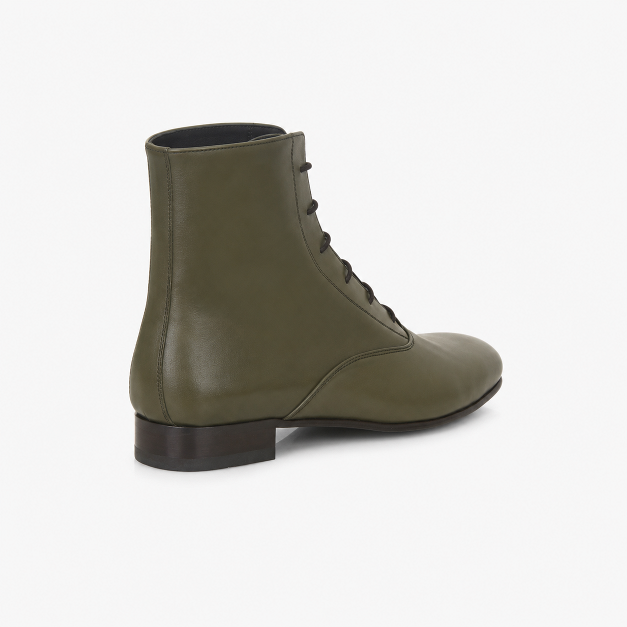 Bottine Ines en cuir de veau lisse vert
