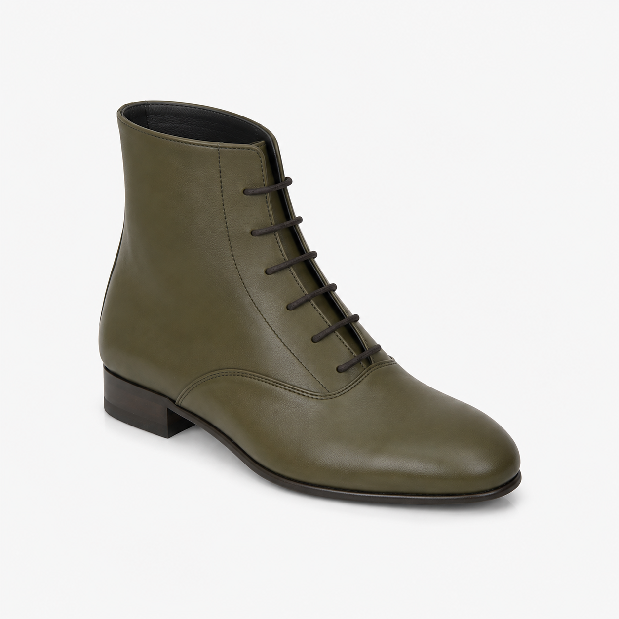 Bottine Ines en cuir de veau lisse vert