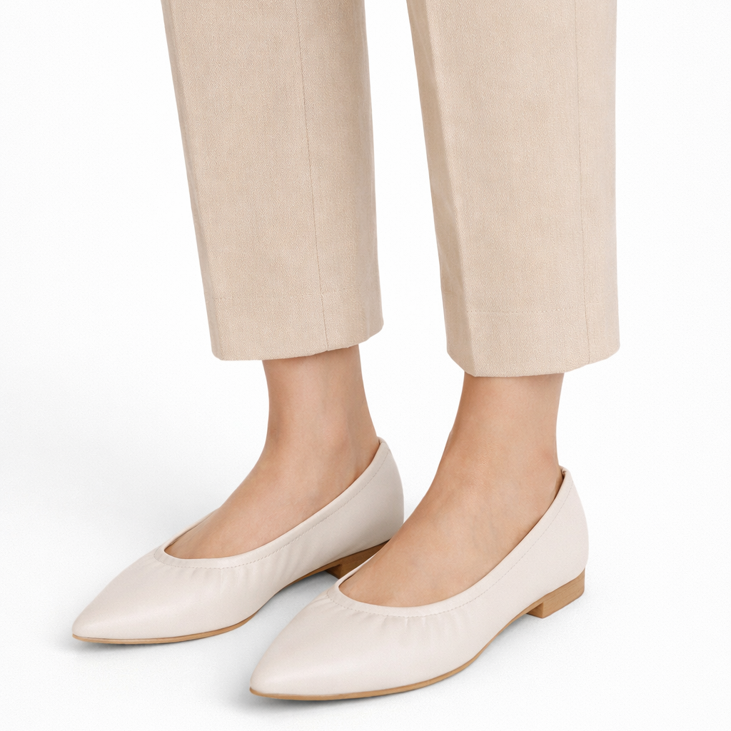 Ballerine Hélène en cuir de veau souple Ciment