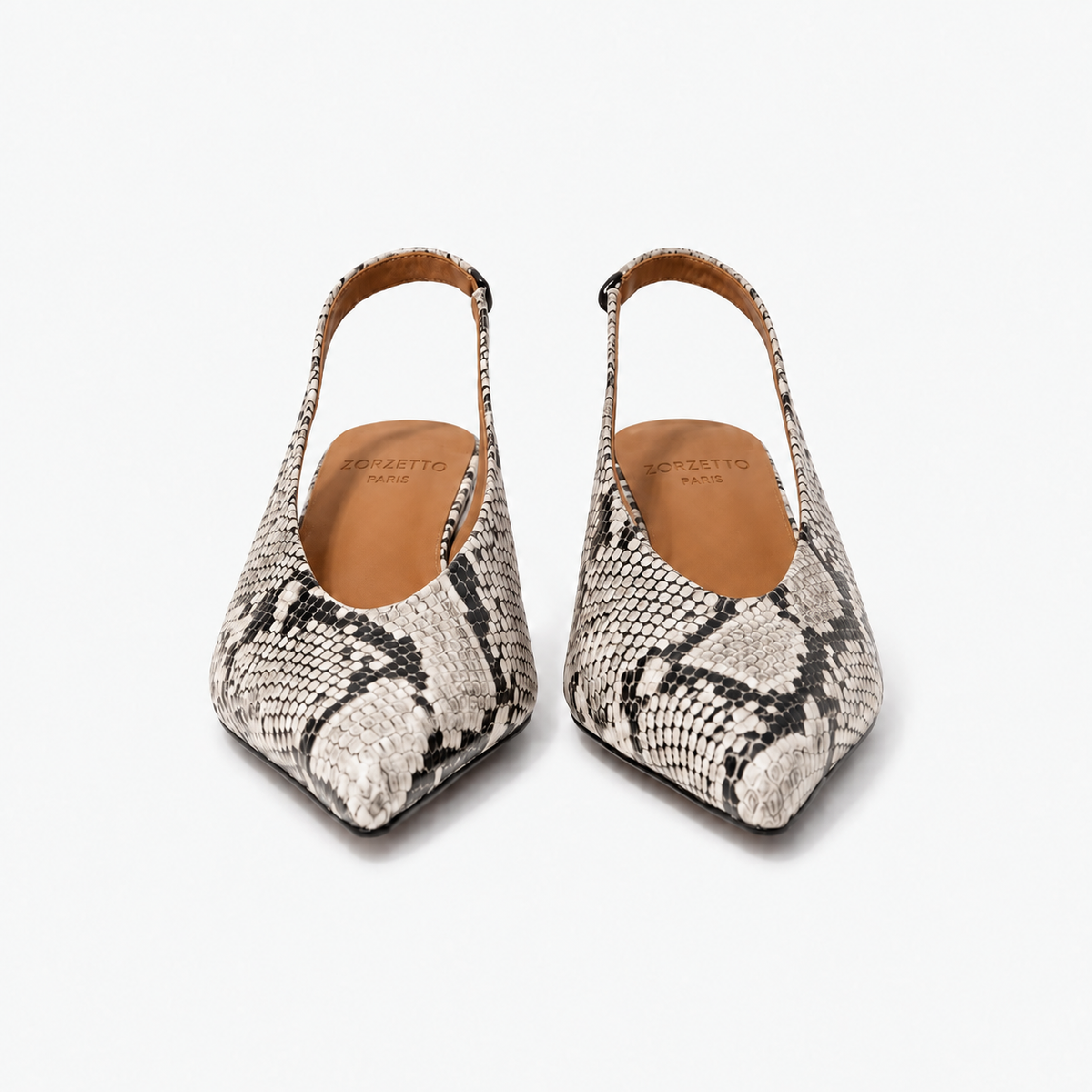 Romy slingback in python-embossed leather