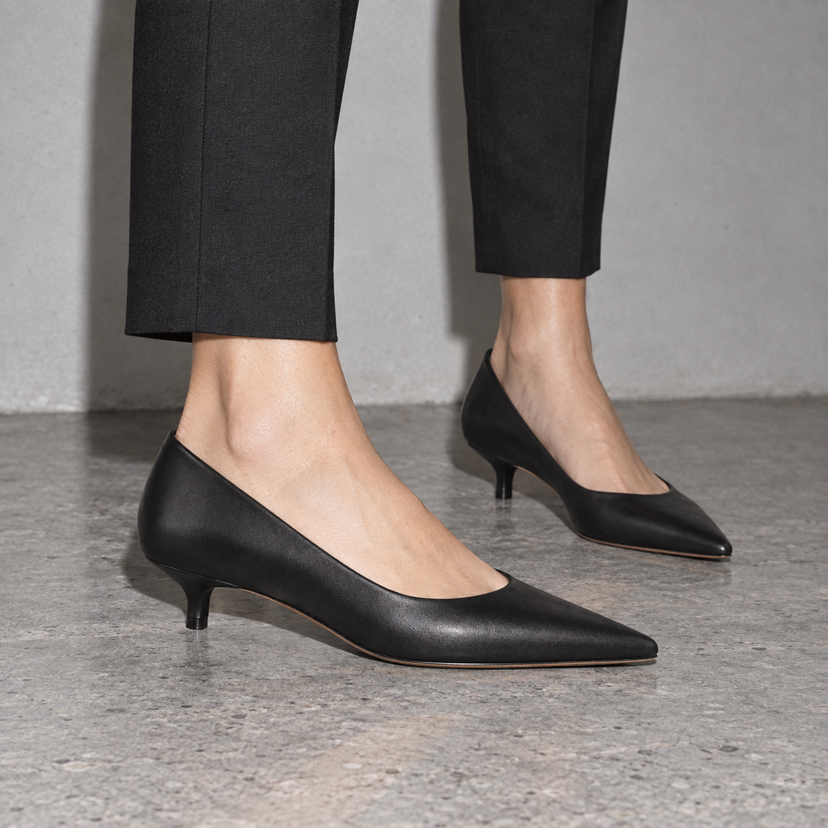 Escarpins Eva en cuir de veau souple Noir