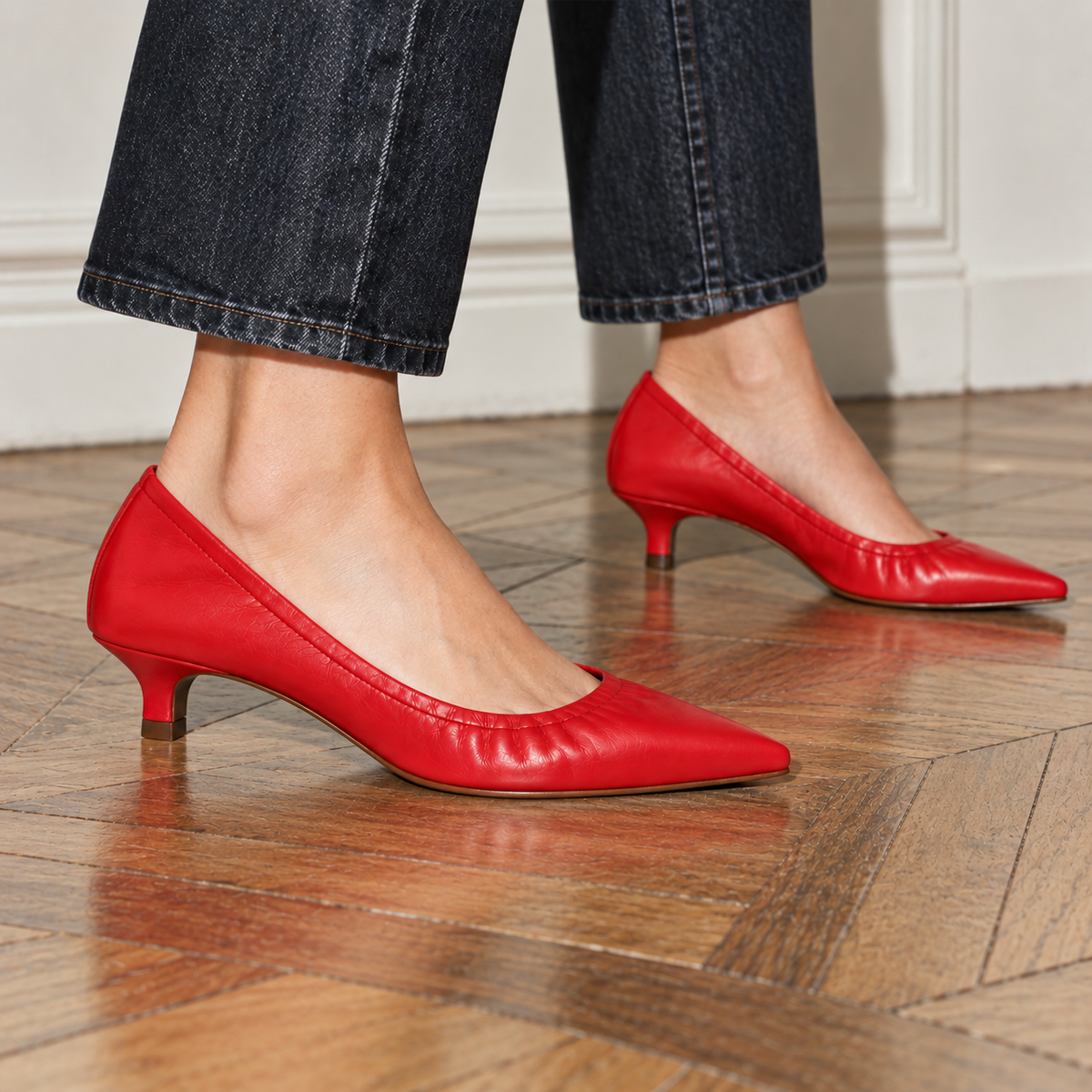 Escarpins Alice en cuir de veau souple Rouge