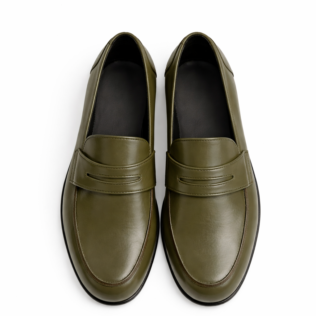 Mocassin Serge en cuir de veau lisse vert