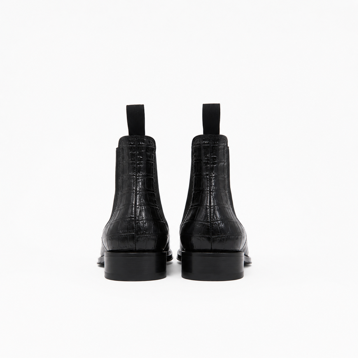 Bottine Jason en cuir embossé crocodile noir