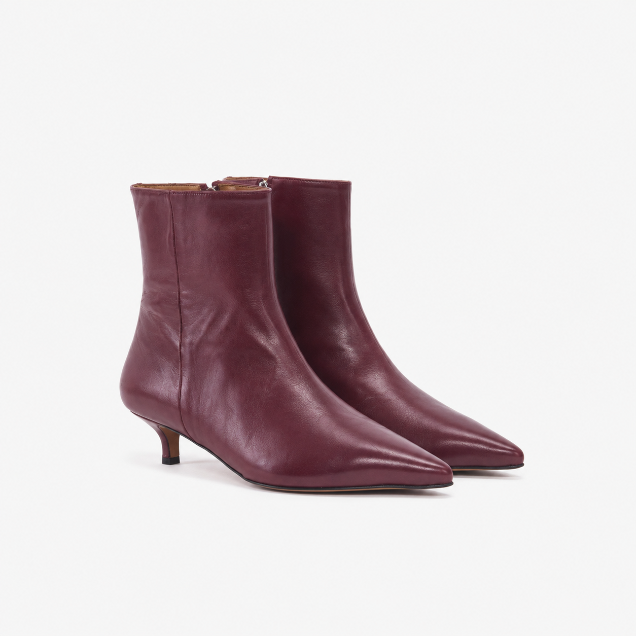 Bottine Nina en cuir de veau lisse bordeaux