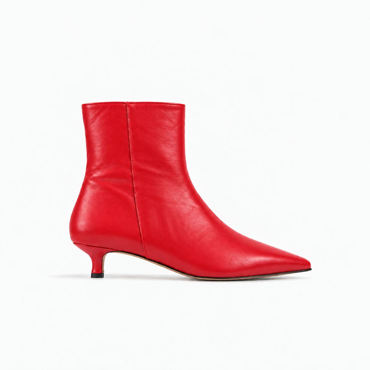 Bottine Nina en cuir de veau lisse rouge