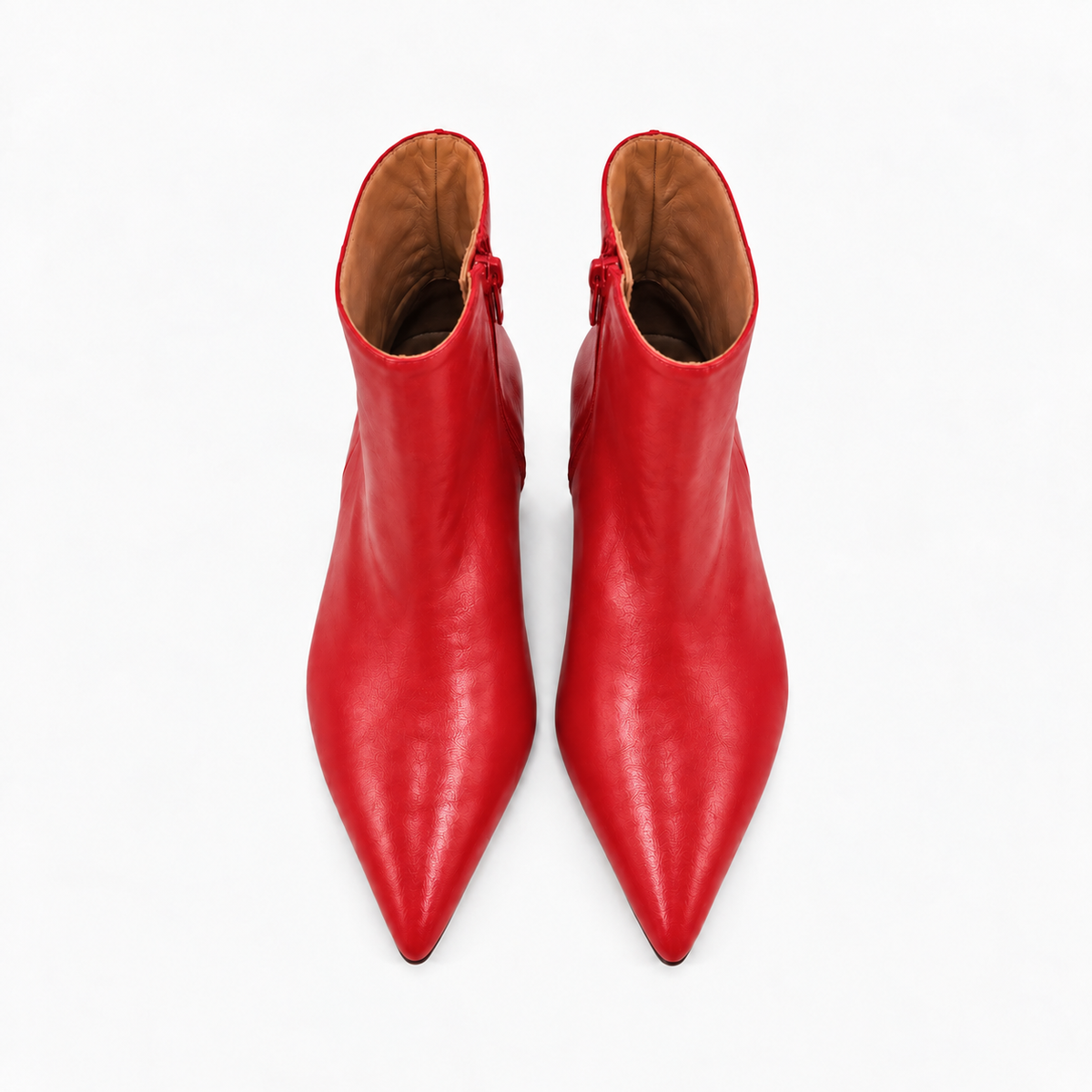 Bottine Nina en cuir de veau lisse rouge
