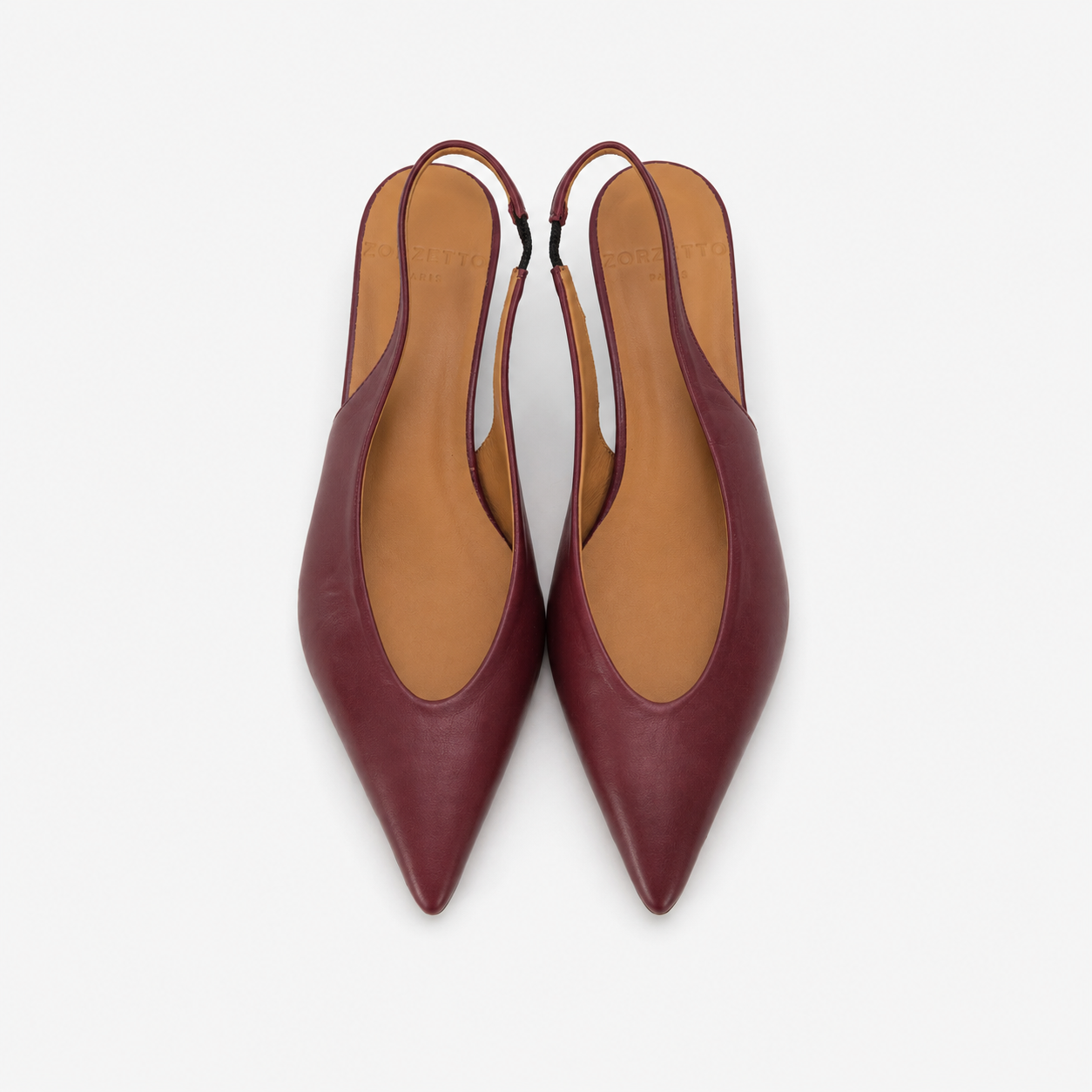Slingback Romy en cuir de veau souple Bordeaux