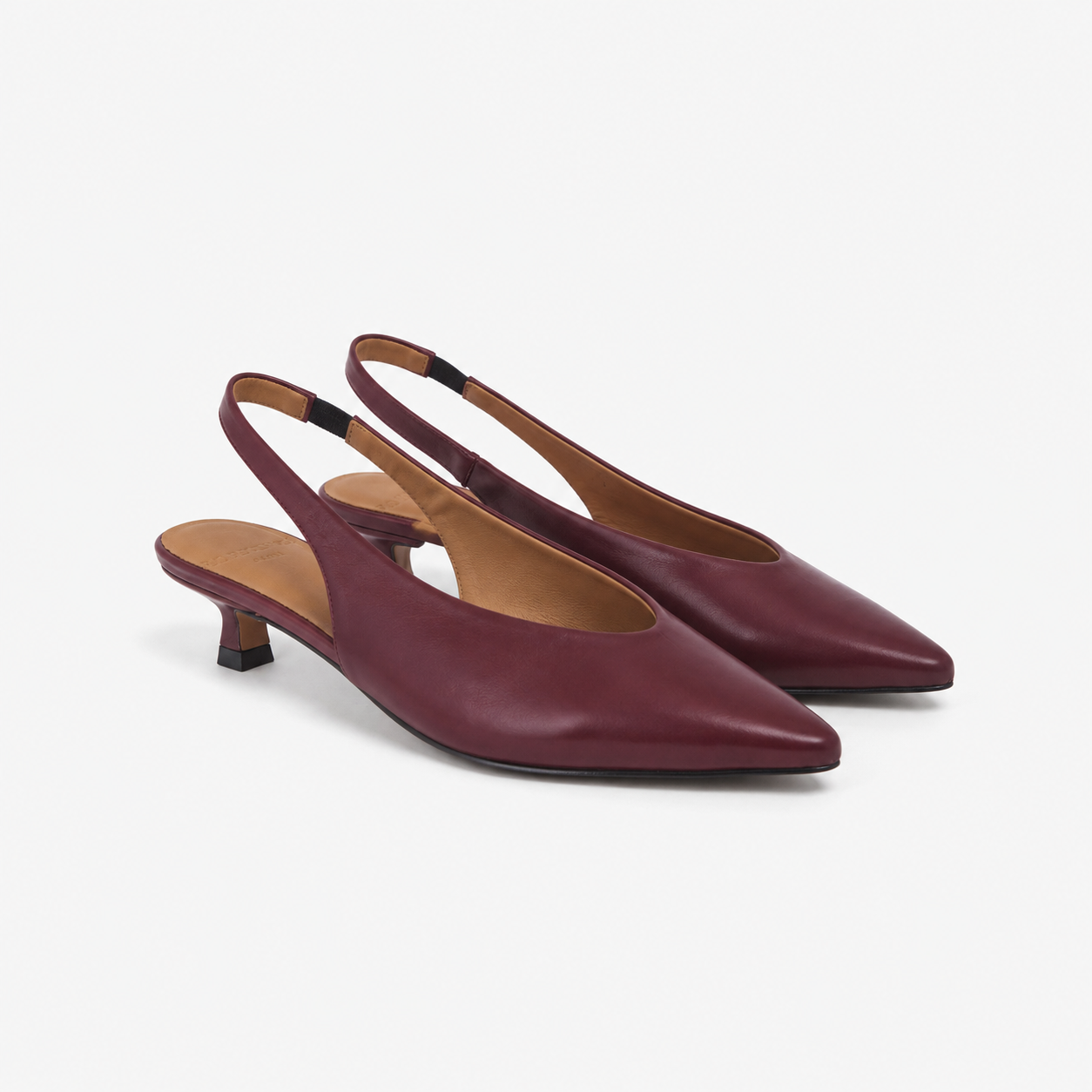 Slingback Romy en cuir de veau souple Bordeaux