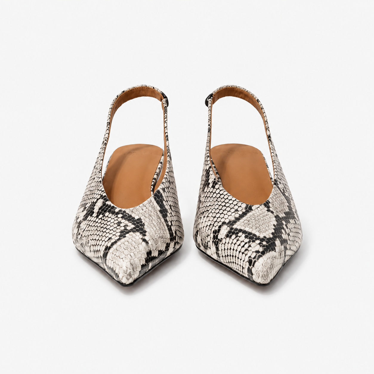 Slingback Romy en cuir embossé python