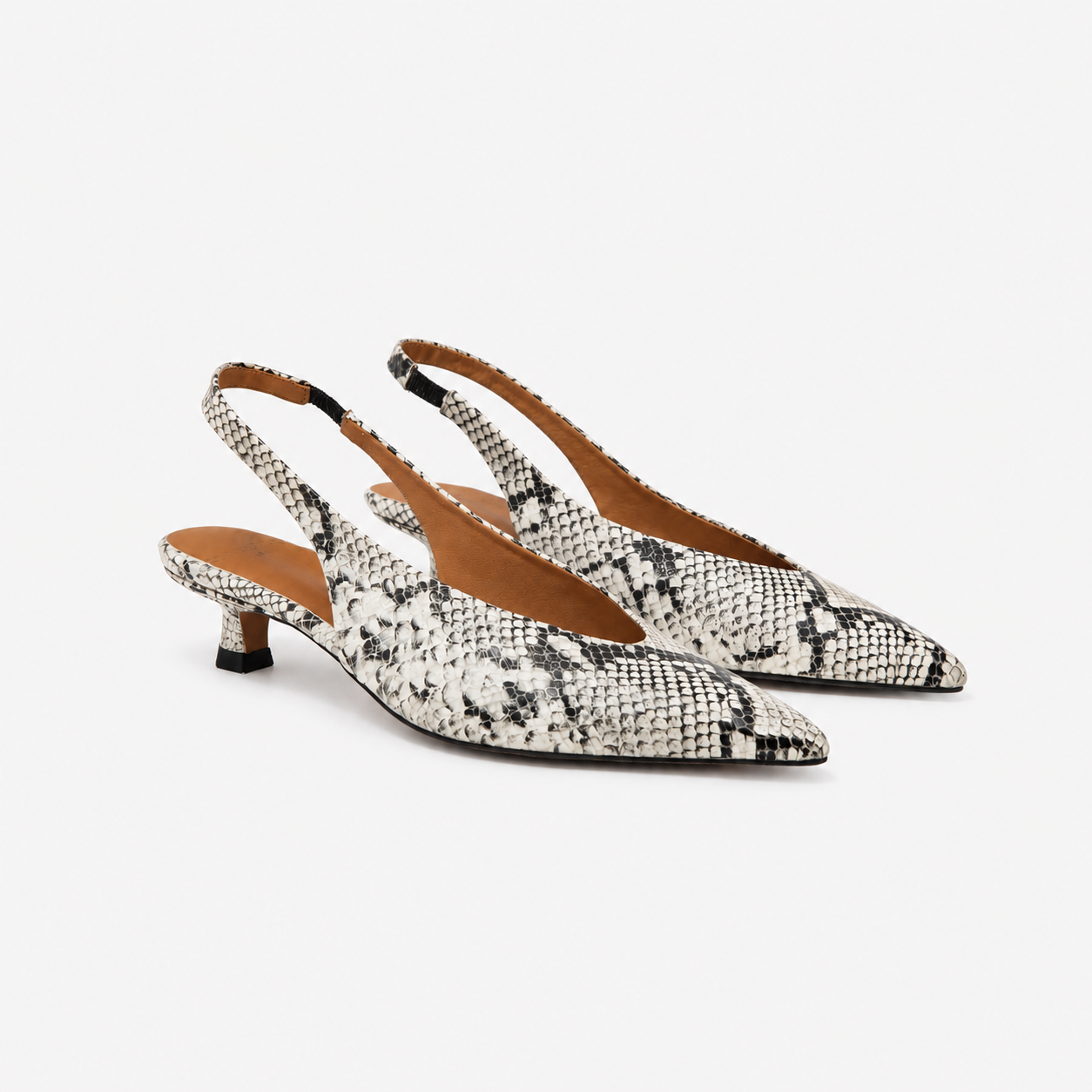 Slingback Romy en cuir embossé python