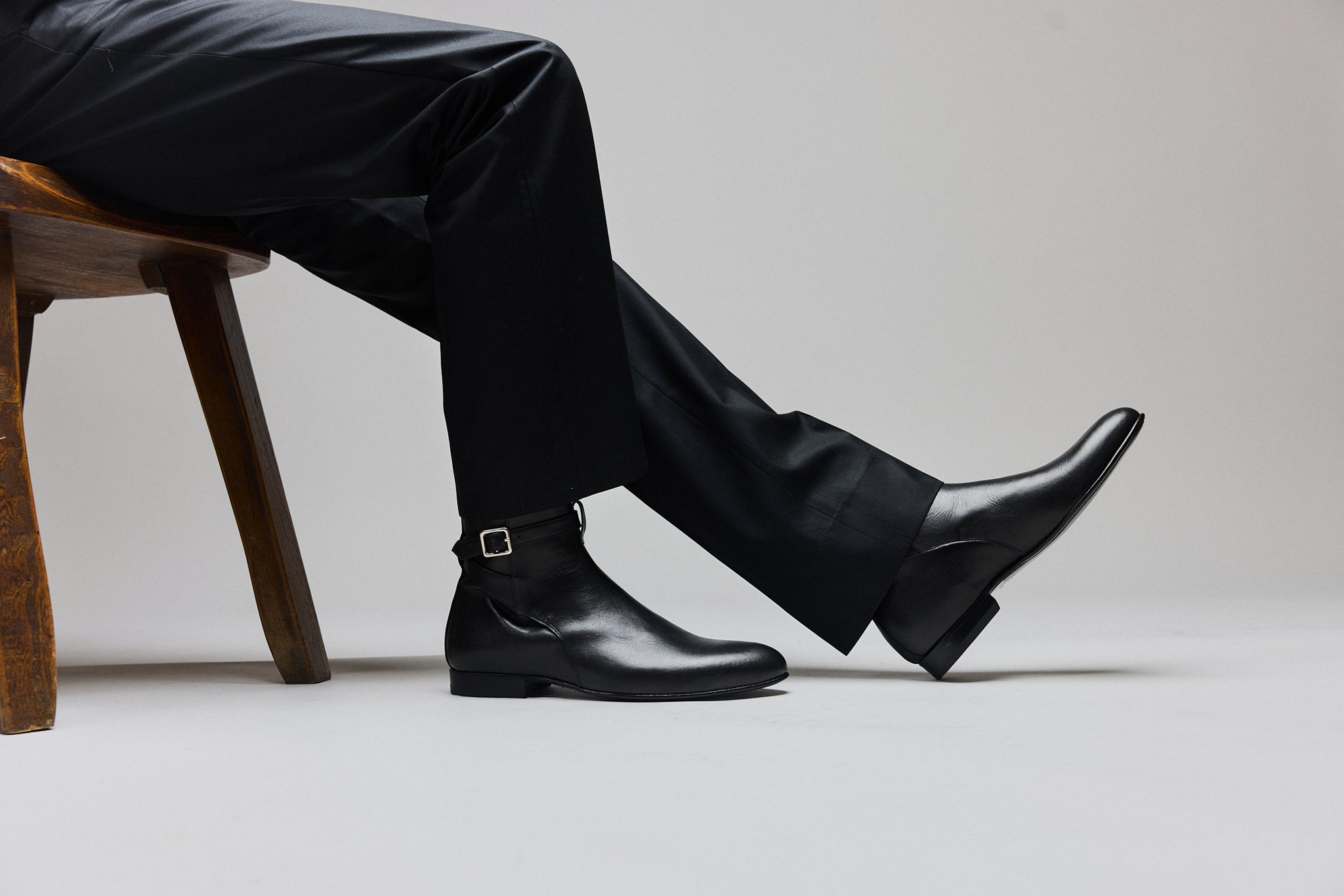 Bottine Kate en cuir de veau lisse noir