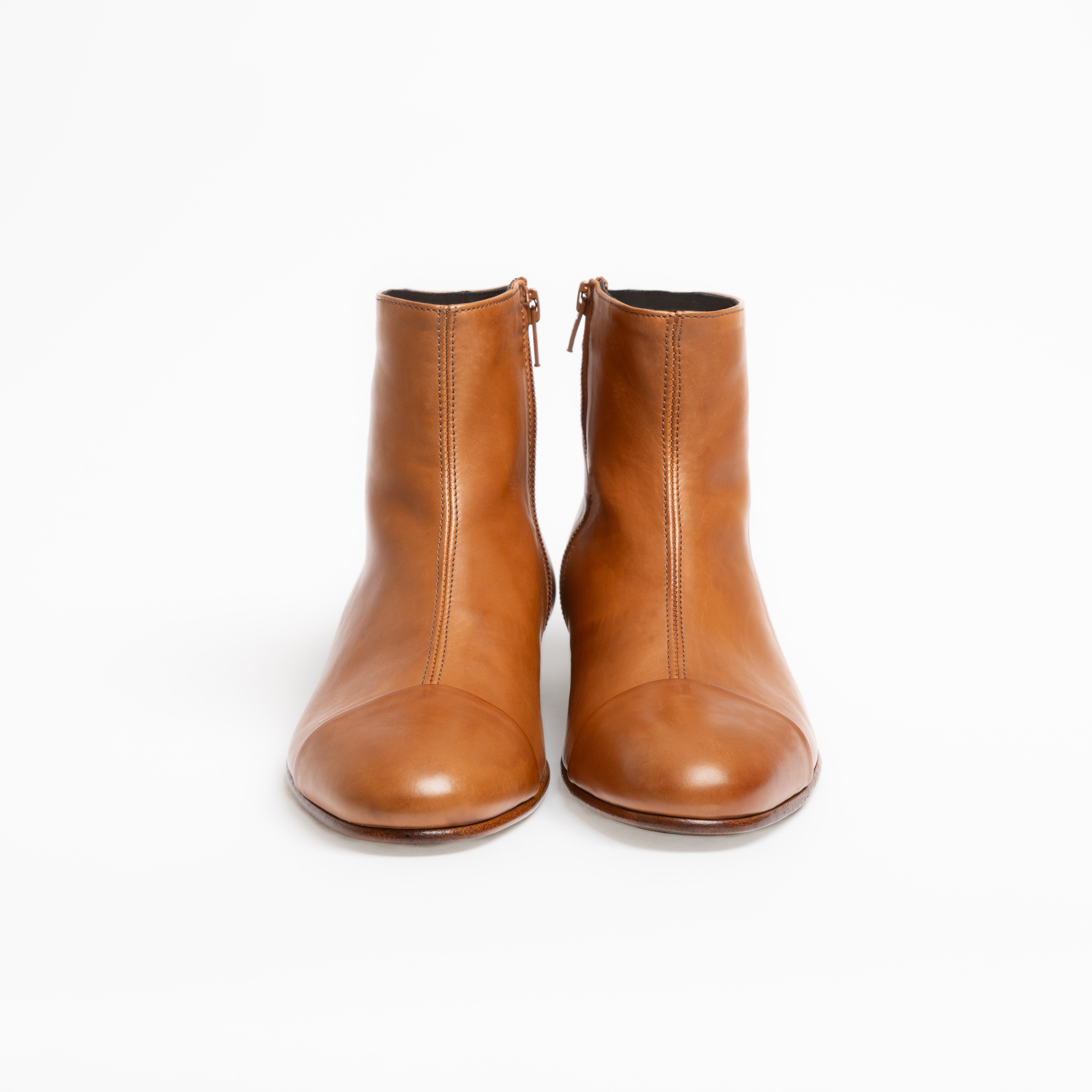 Bottine Andy en cuir de veau souple camel
