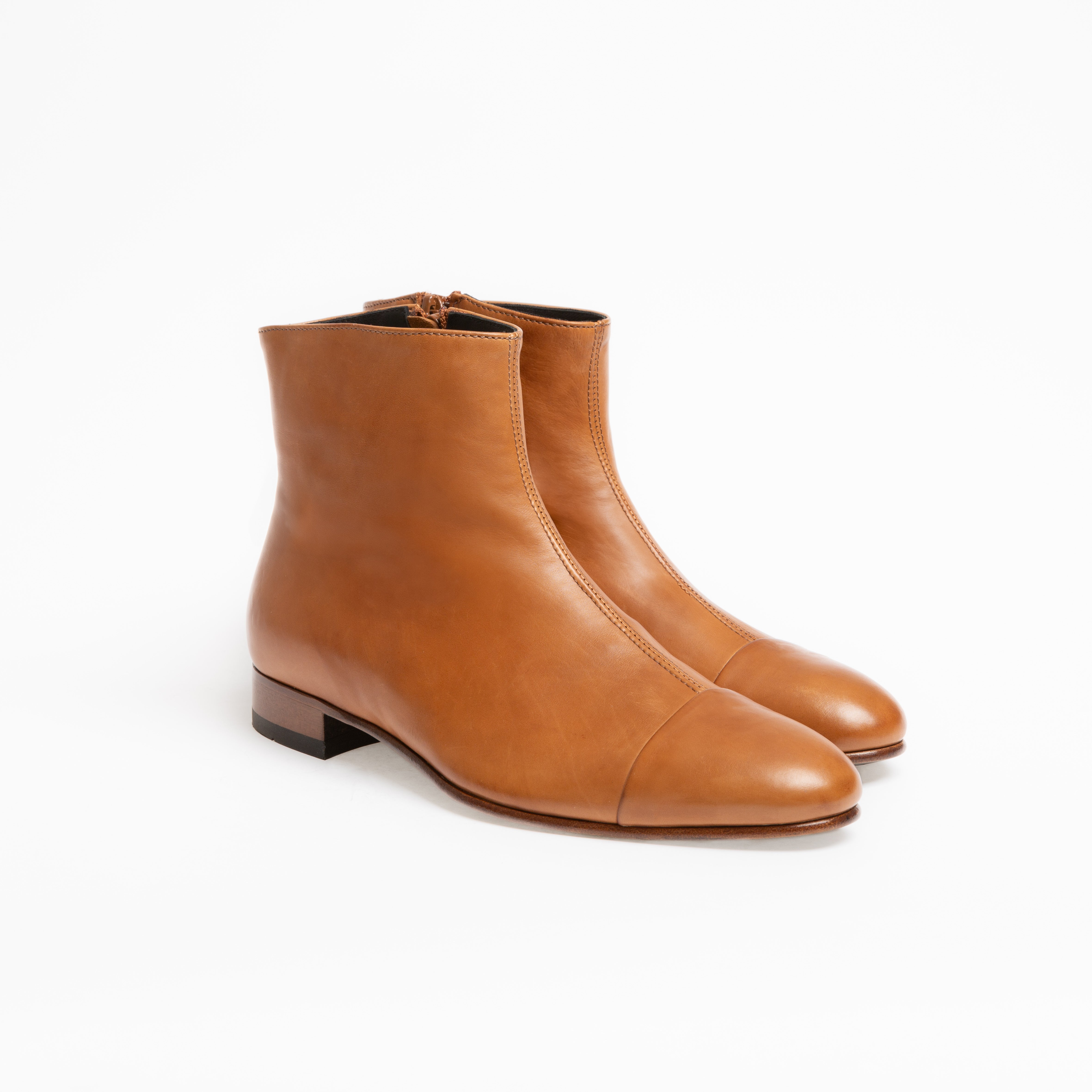 Bottine Andy en cuir de veau souple camel