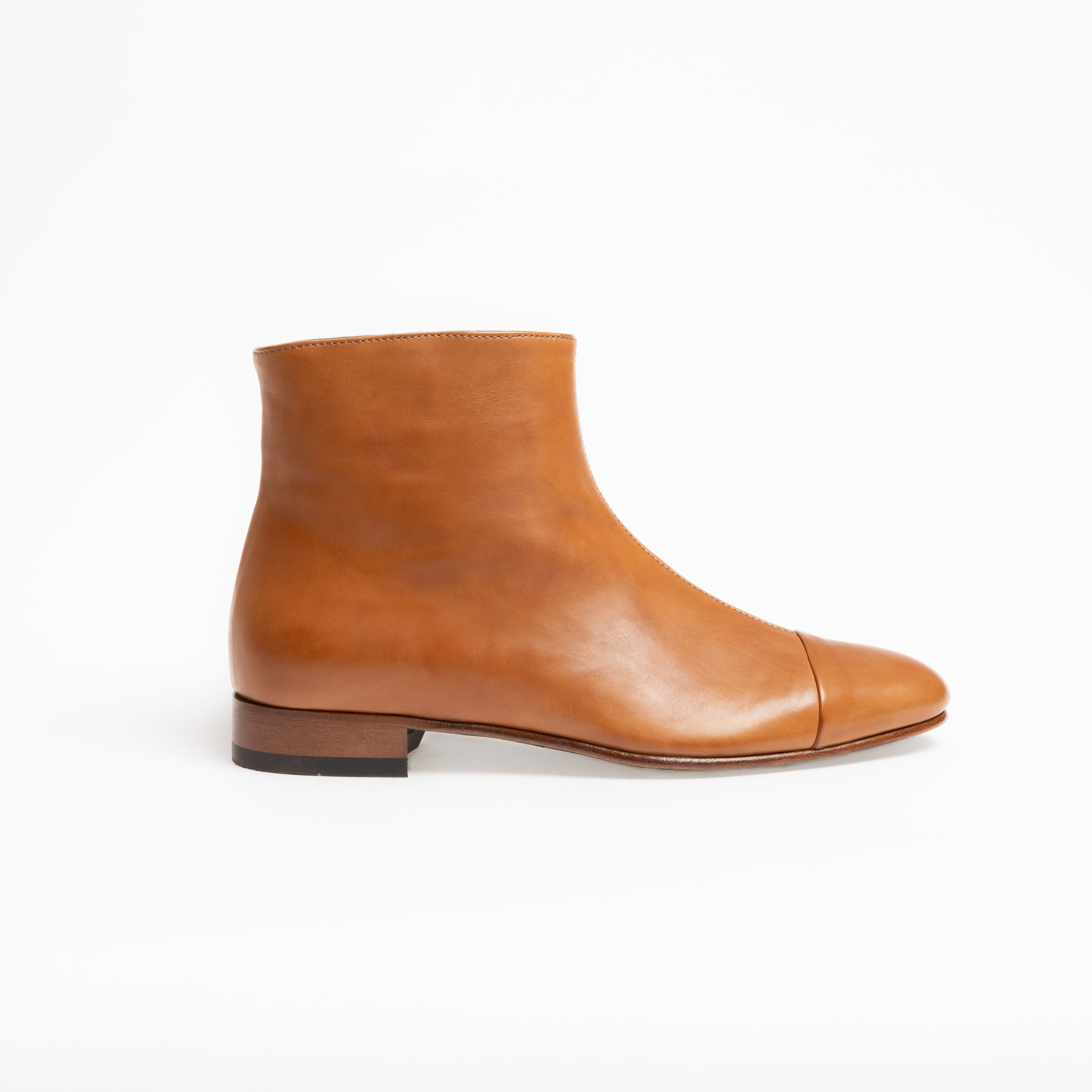 Bottine Andy en cuir de veau souple camel