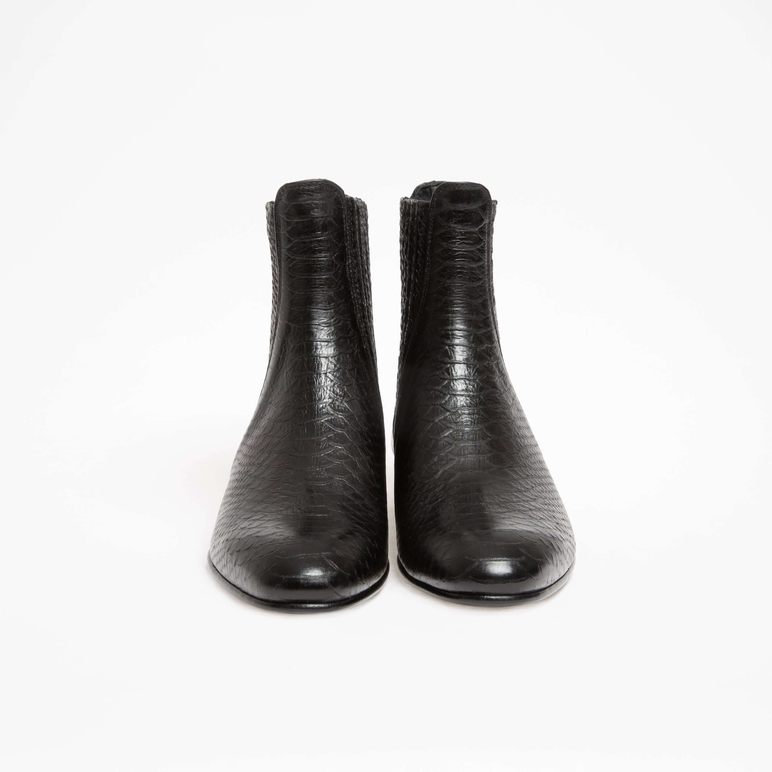 Collection Keren Ann x Zorzetto - Bottine Cécilio en cuir embossé python noir