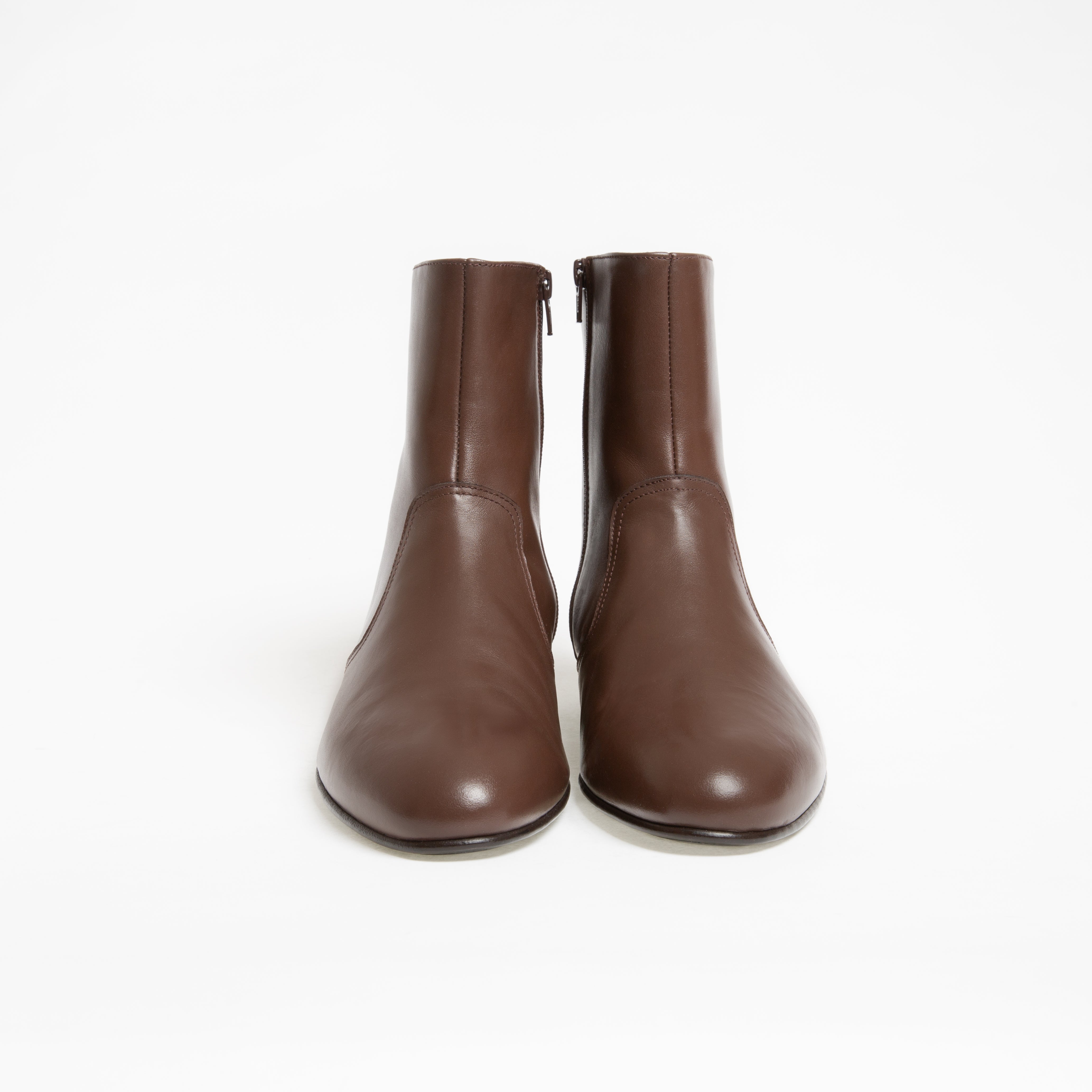 Bottine Jeanne en cuir de veau lisse chocolat
