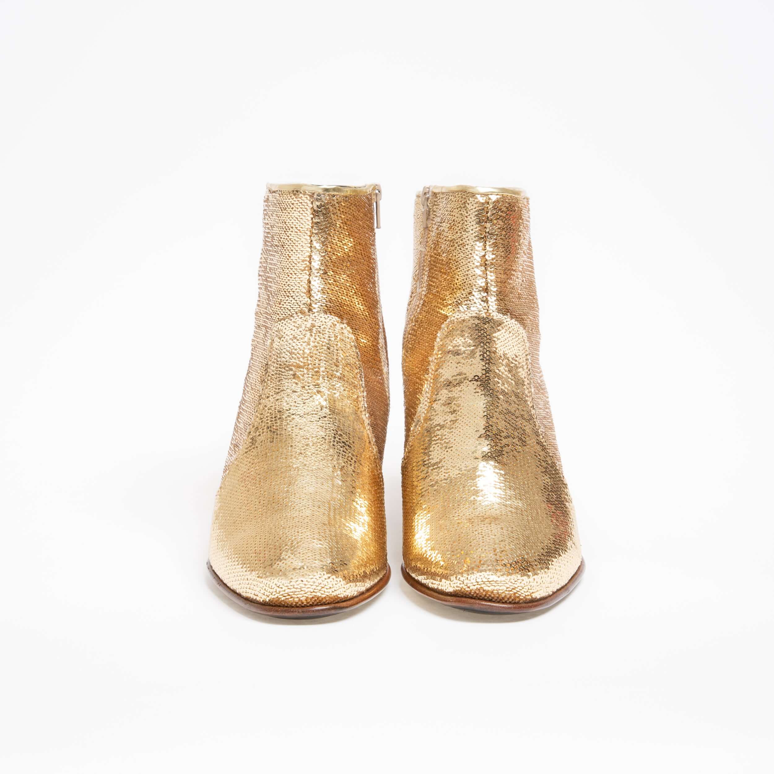Keren Ann x Zorzetto Collection - Mario boot in gold leather embroidered with sequins