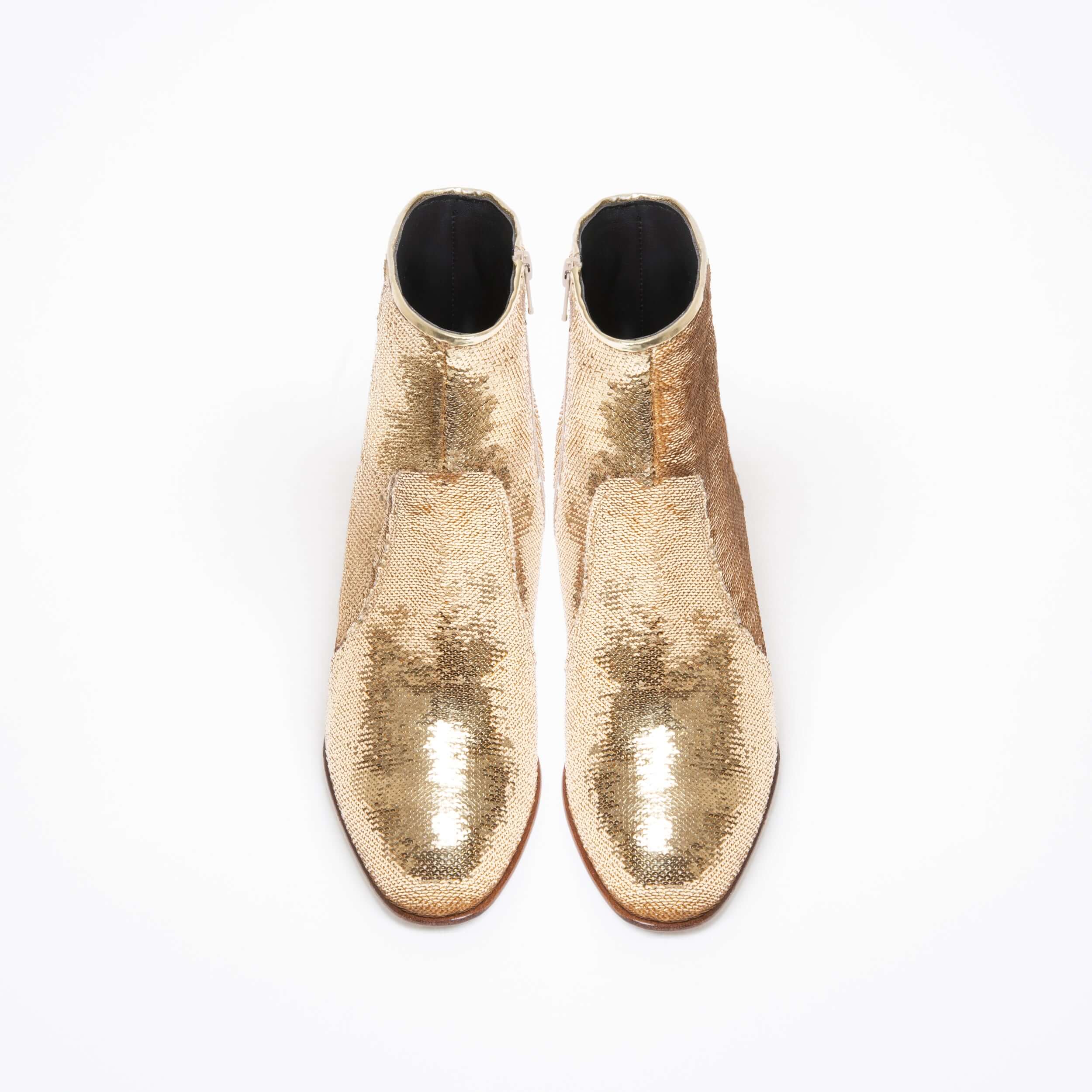 Keren Ann x Zorzetto Collection - Mario boot in gold leather embroidered with sequins