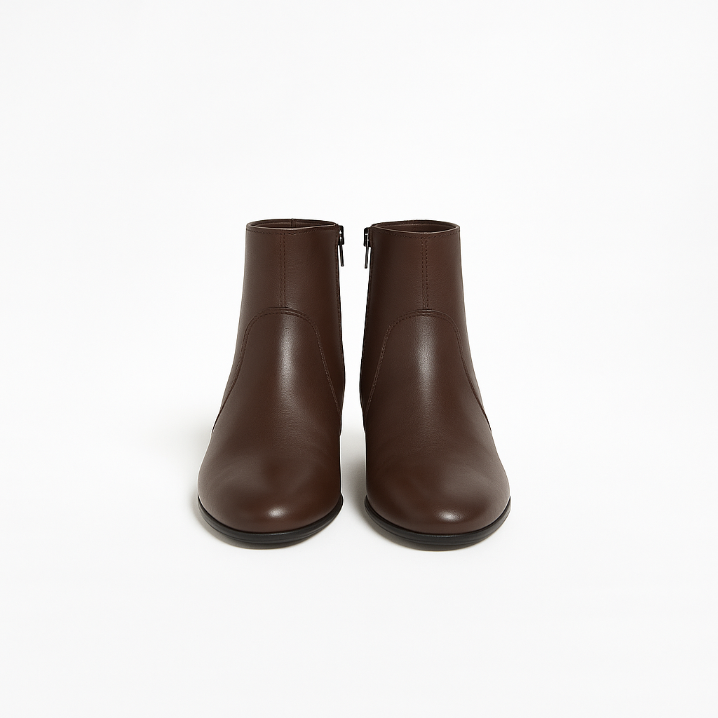 Bottine Mario en cuir de veau lisse chocolat