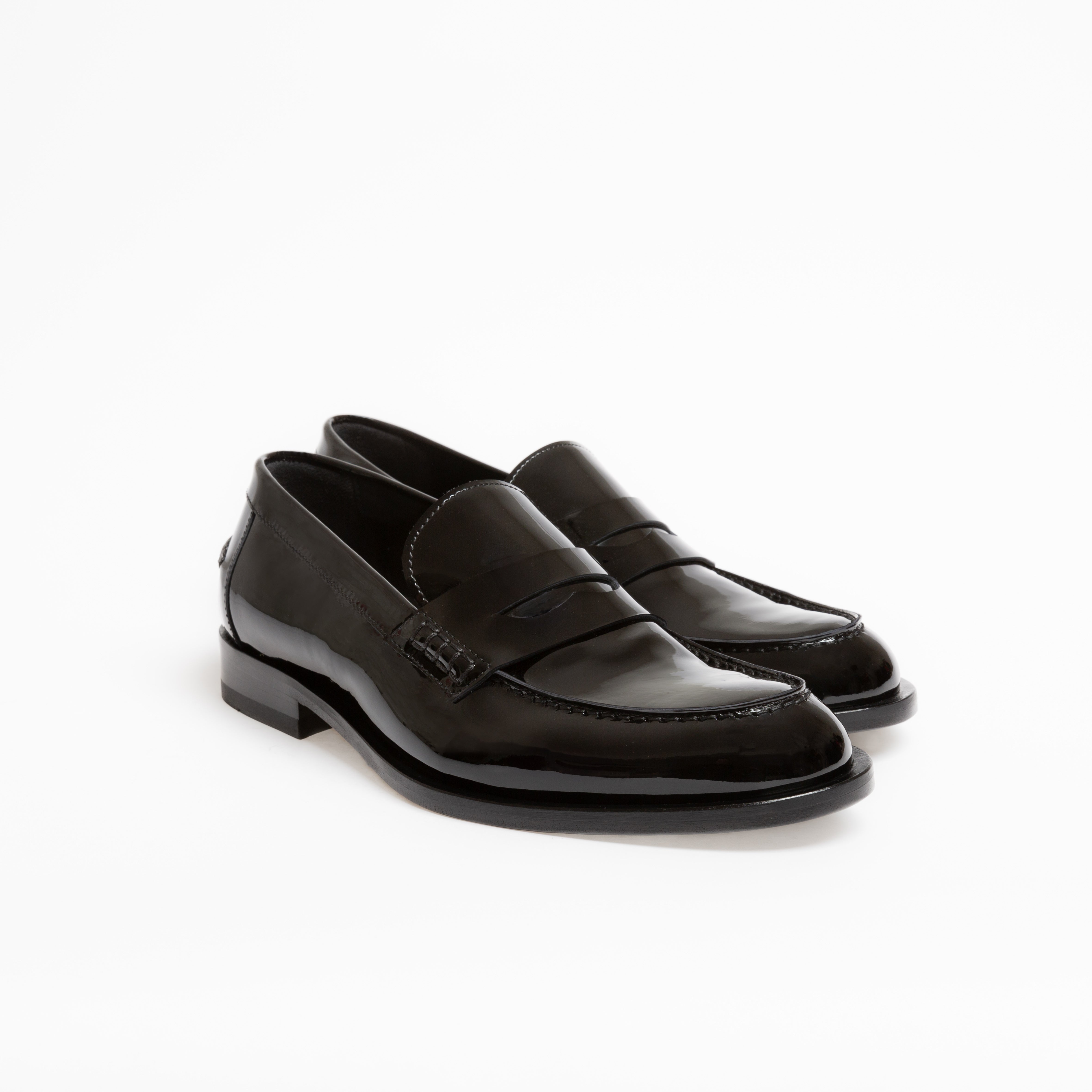 Mocassin Rudolph en cuir de veau vernis noir