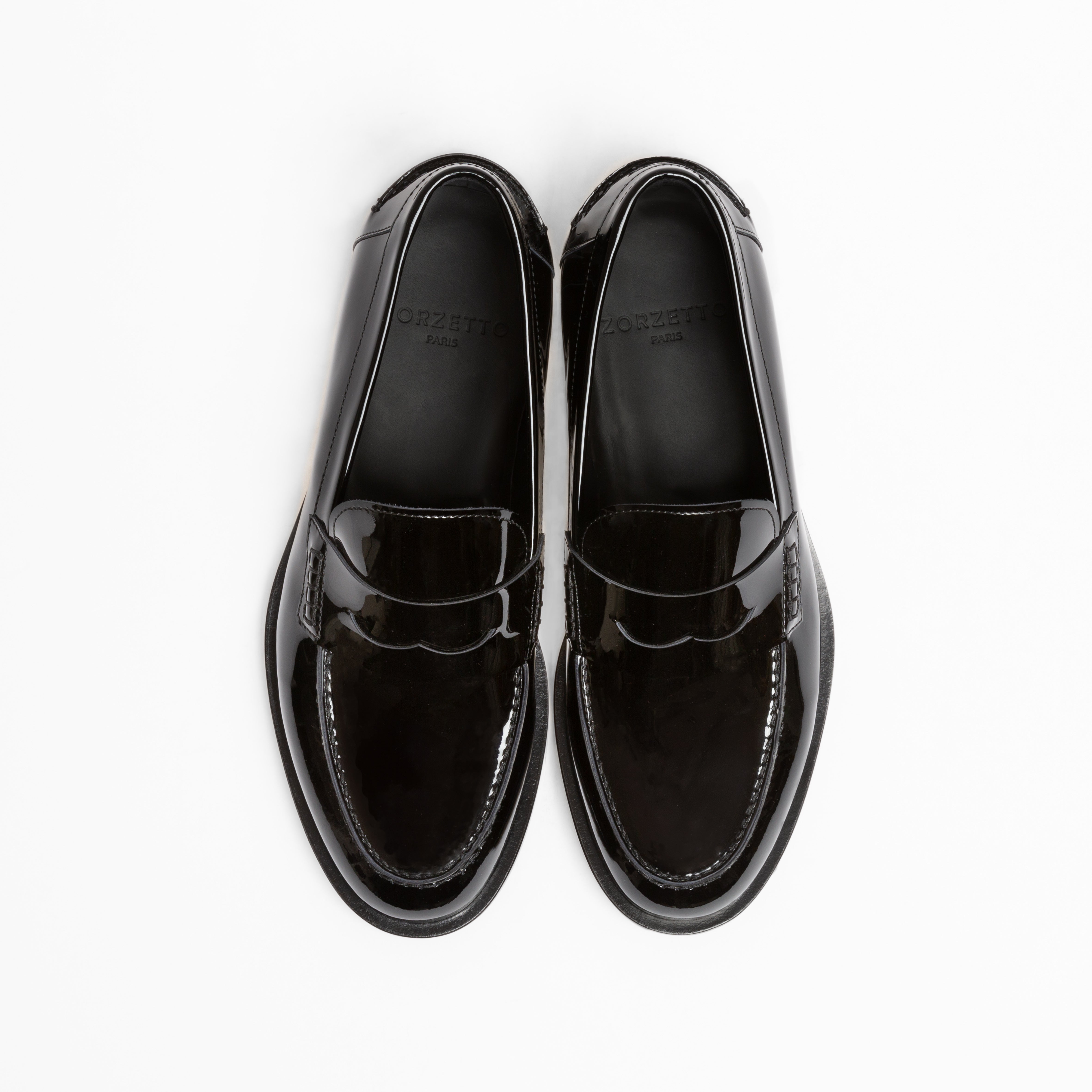 Mocassin Rudolph en cuir de veau vernis noir