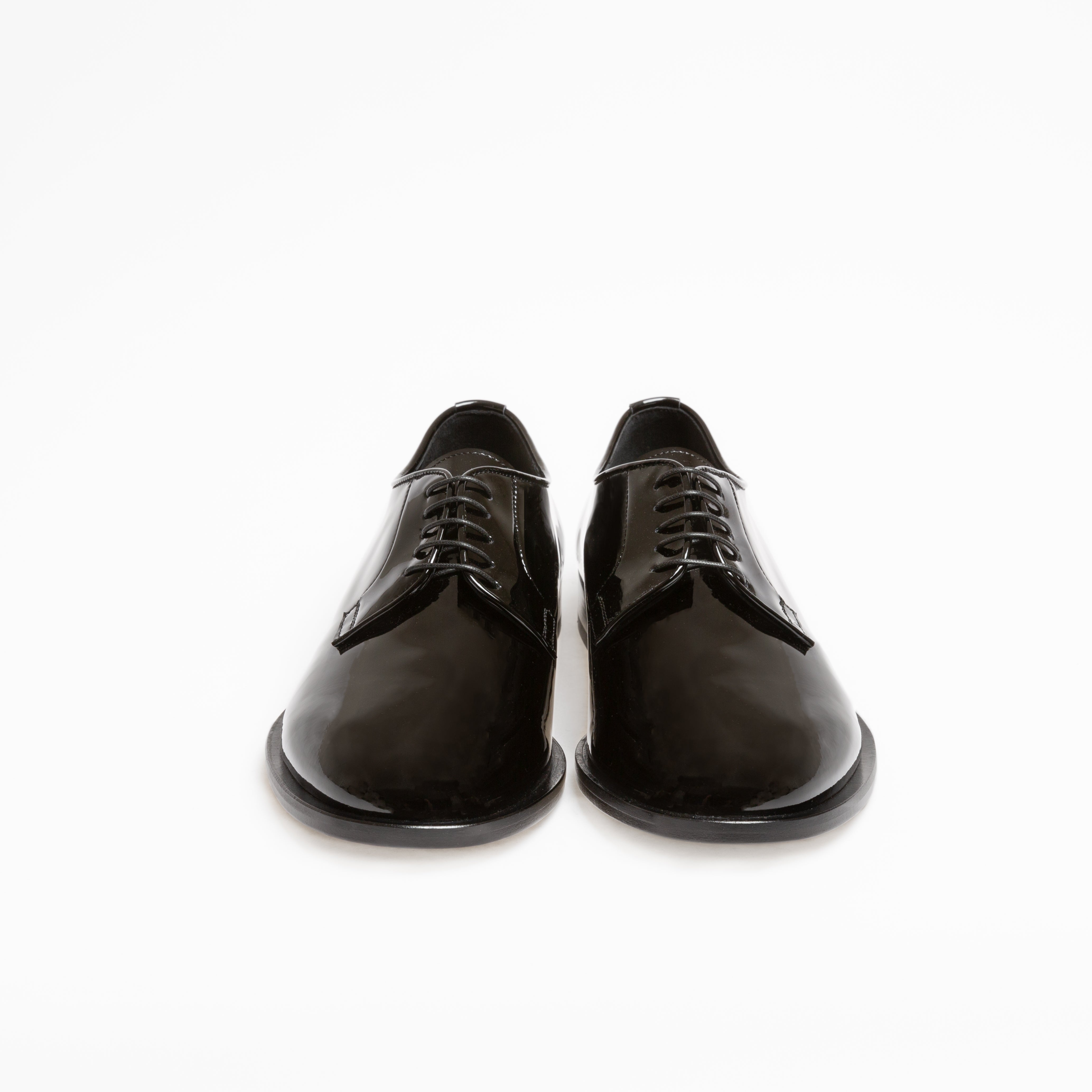 Derby Yves en cuir de veau vernis noir
