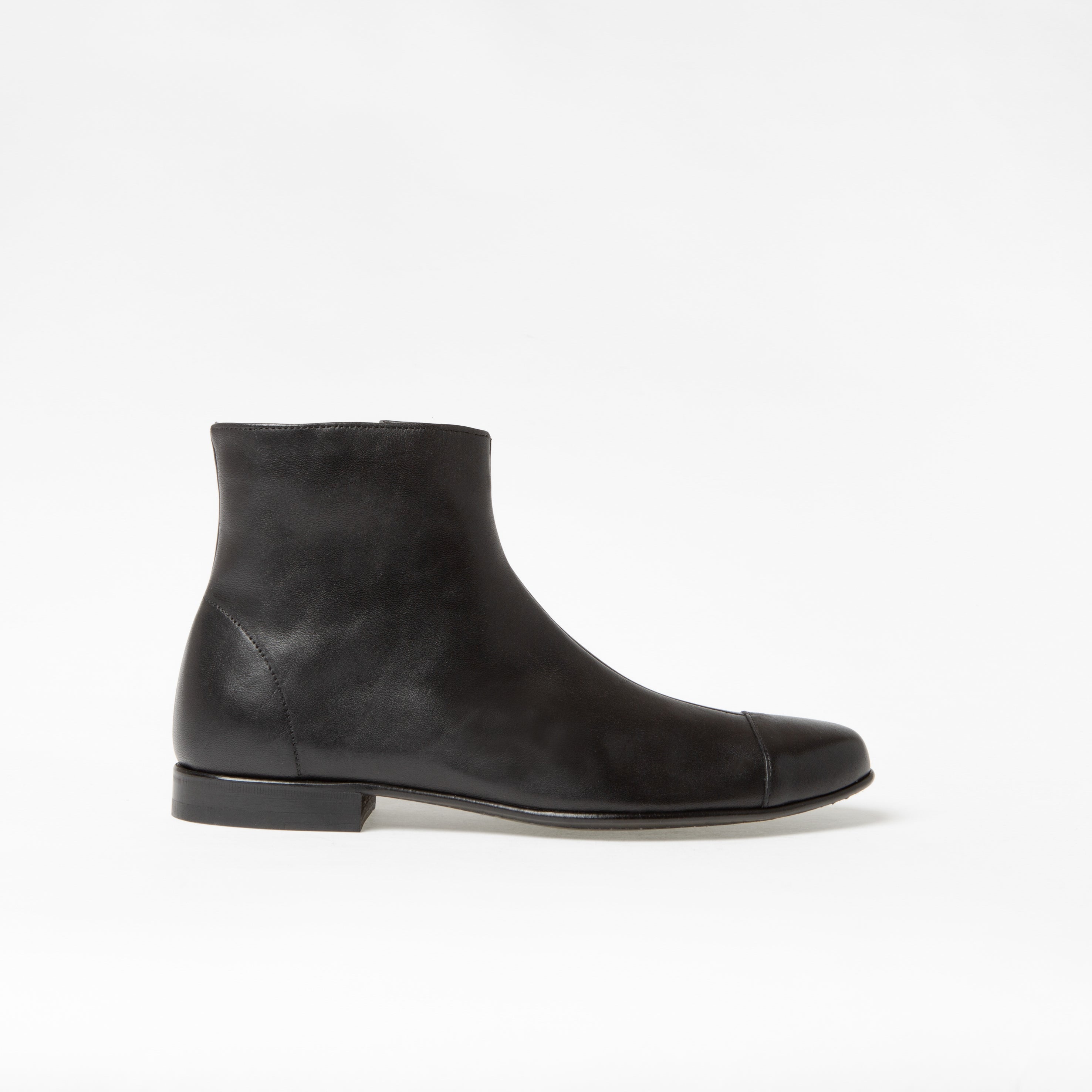 Bottine Andy en cuir de veau souple noir