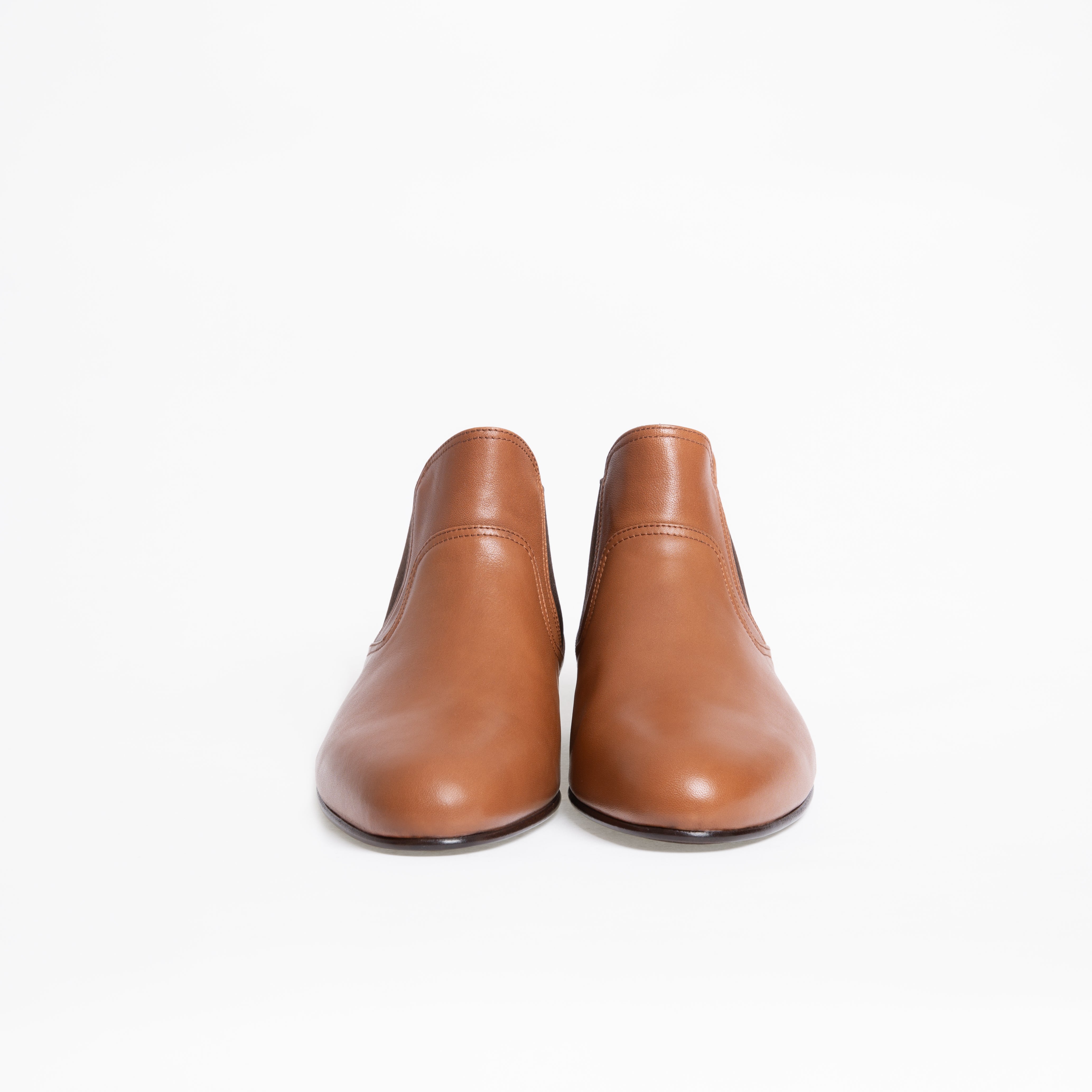 Bottine Arsène en cuir de veau lisse camel