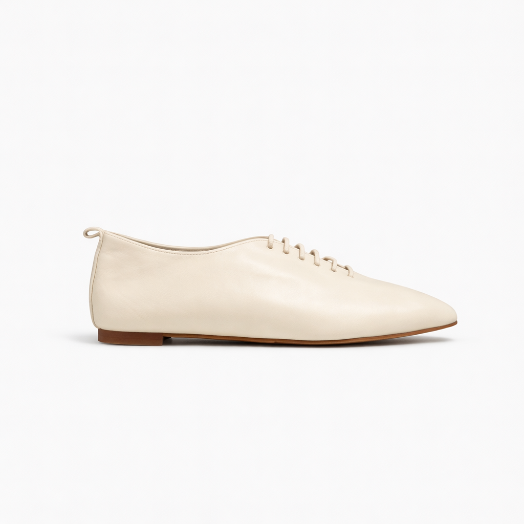 Richelieu Adèle en cuir de veau souple Crème