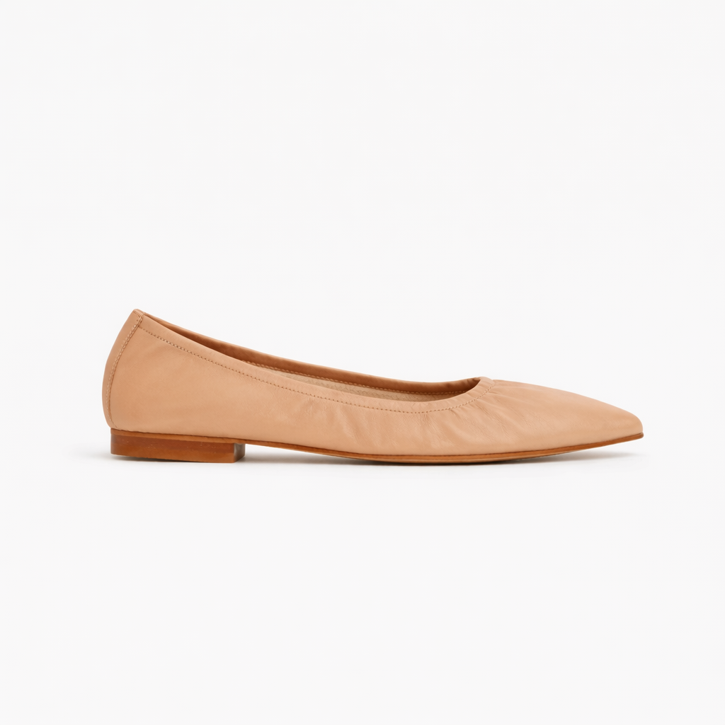 Ballerine Hélène en cuir de veau souple Beige rosé