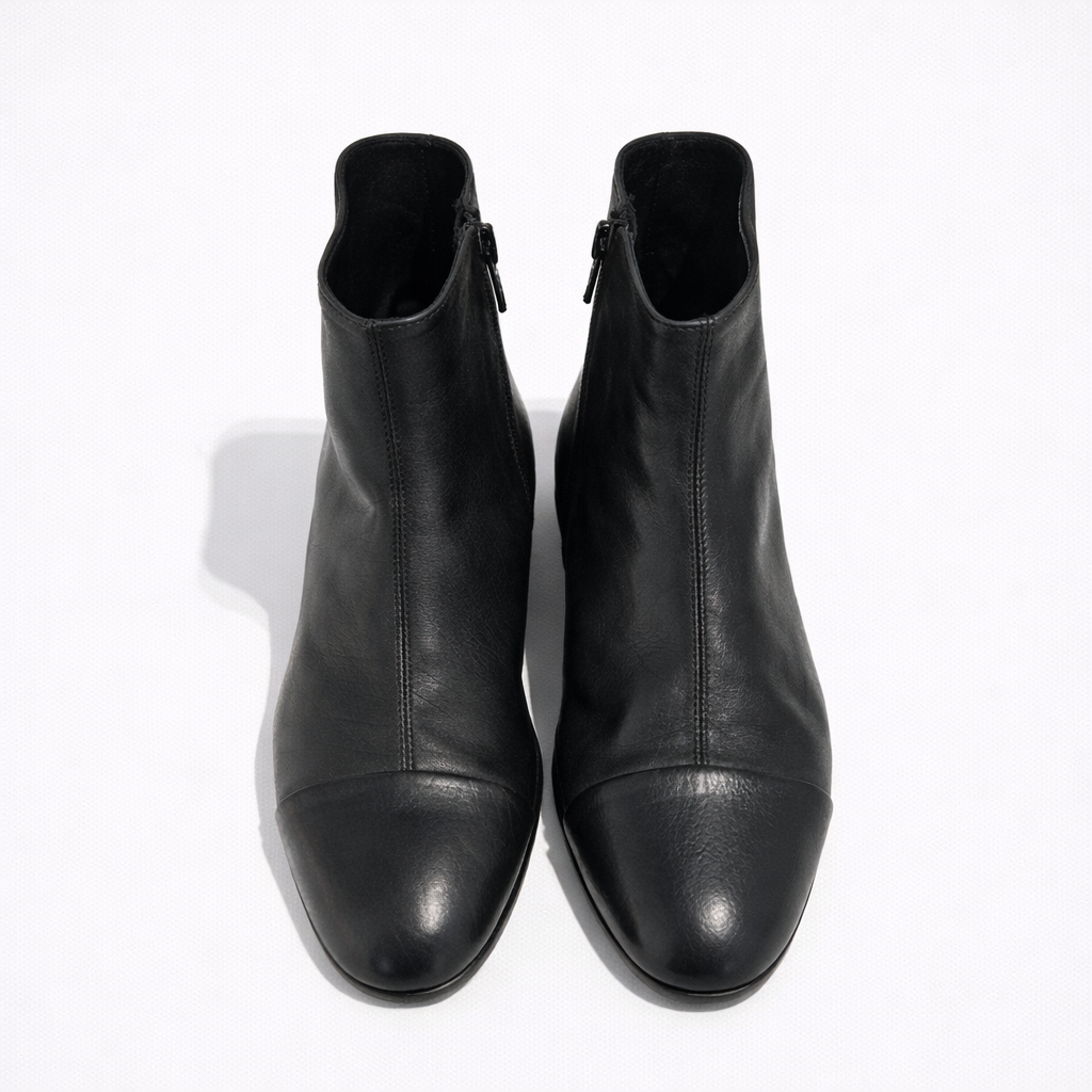 Bottine Andy en cuir de veau souple noir
